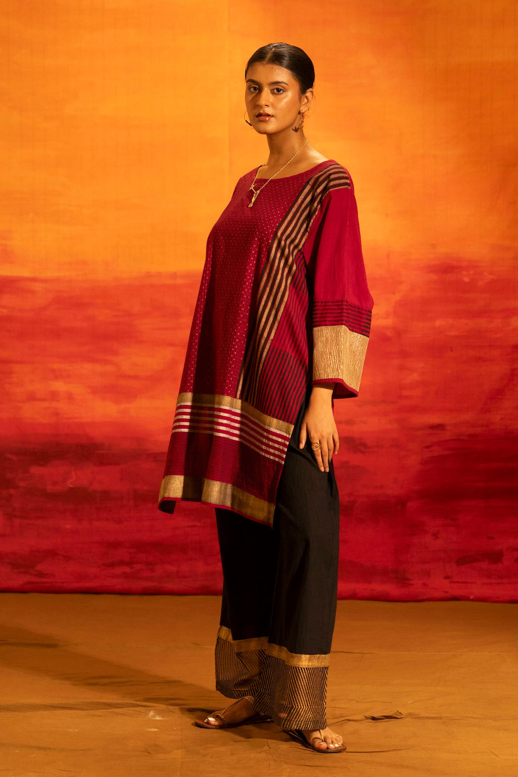 Illume Luma Maroon Kurti Set with Dupatta (Set of 3)