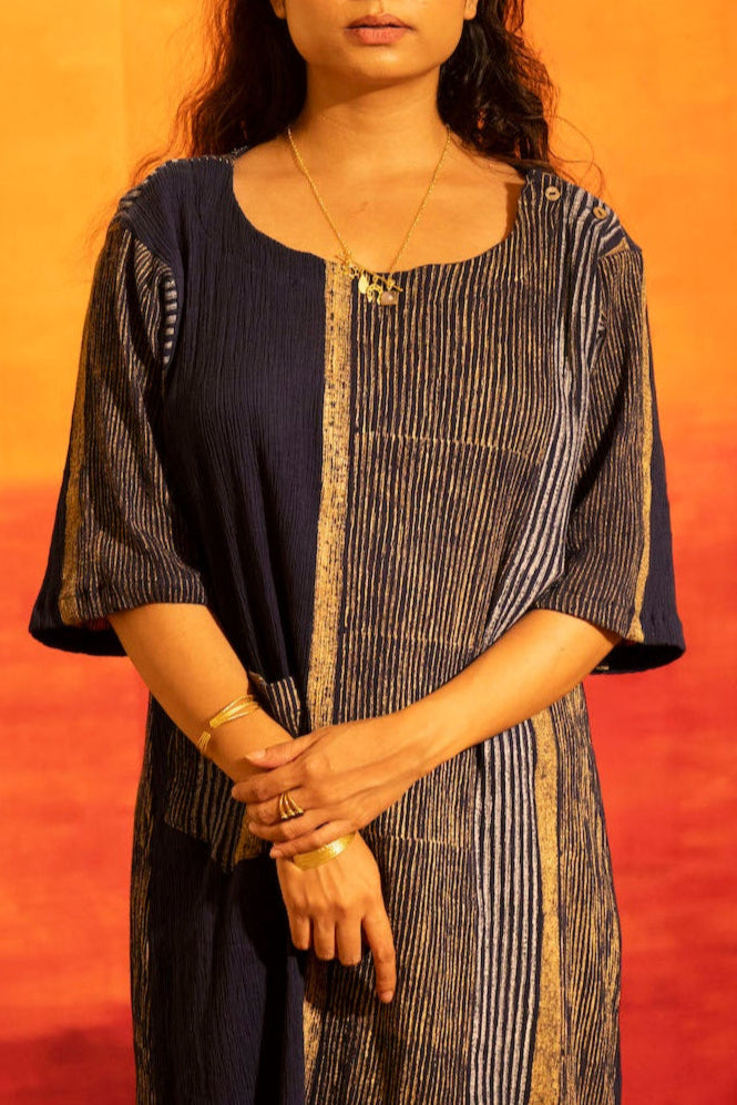 Illume Luma Crinkled Navy Dress