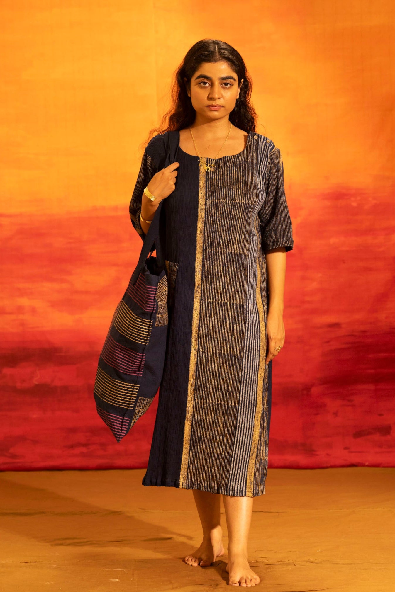 Illume Luma Crinkled Navy Dress
