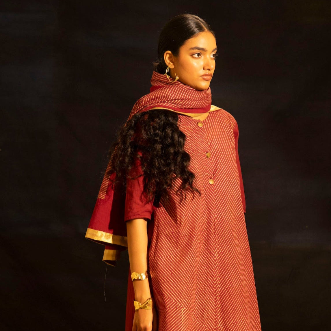 Illume Ray Maroon Kurta Set with Dupatta (Set of 3)