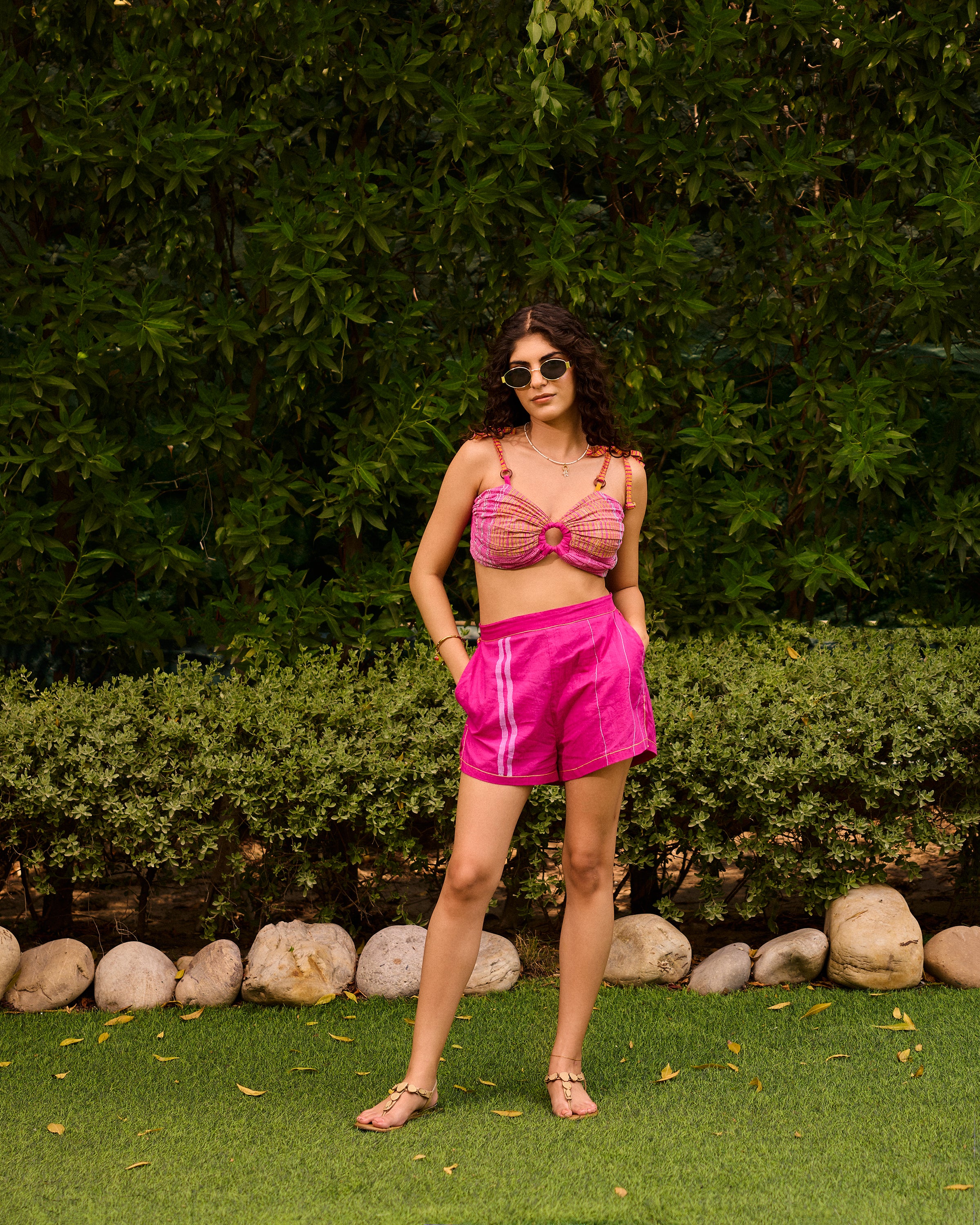 Weekend Candy Pink Embroidered Shorts