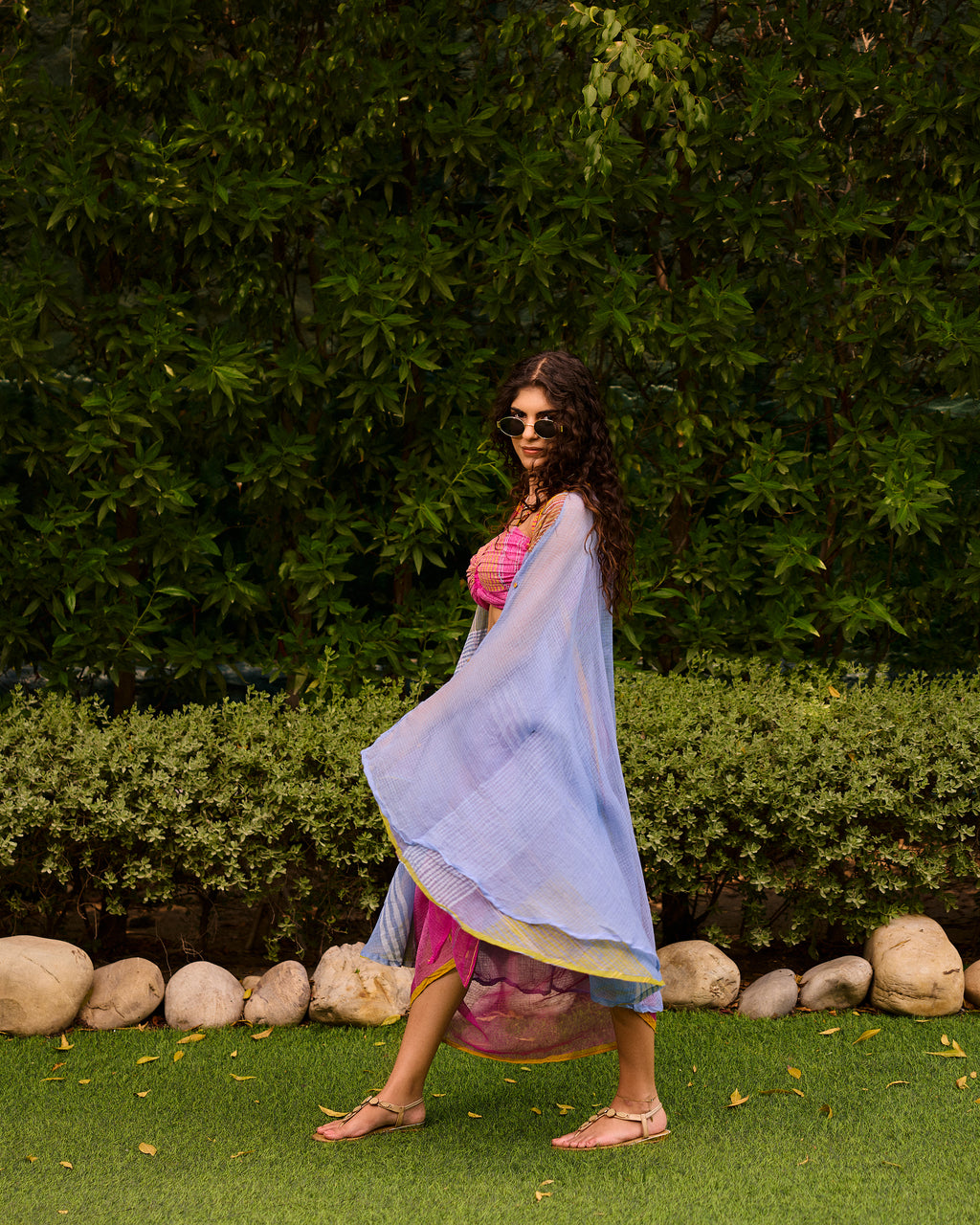 Weekend Blue Lagoon Kota Doria Shrug