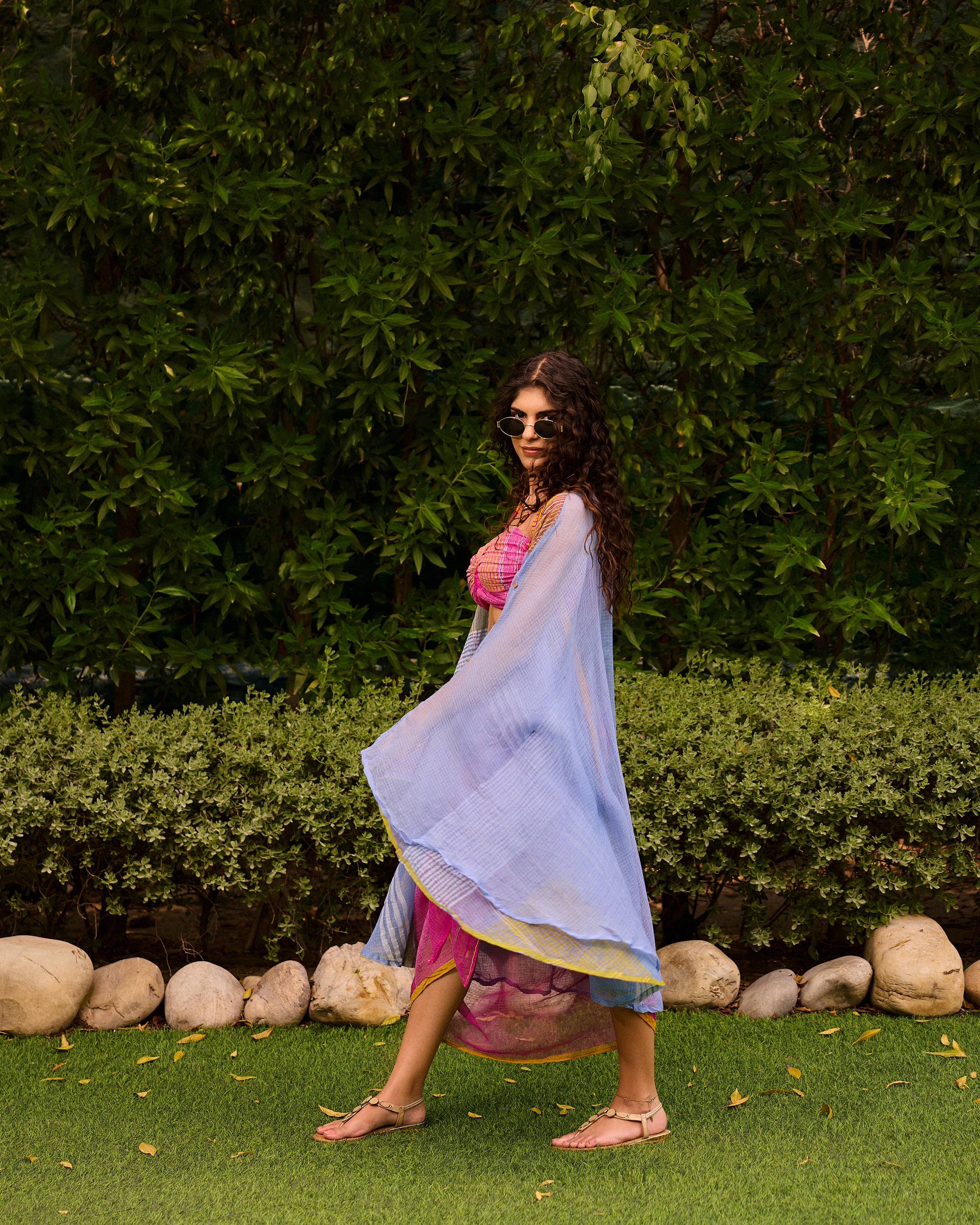 Weekend Blue Lagoon Kota Doria Shrug