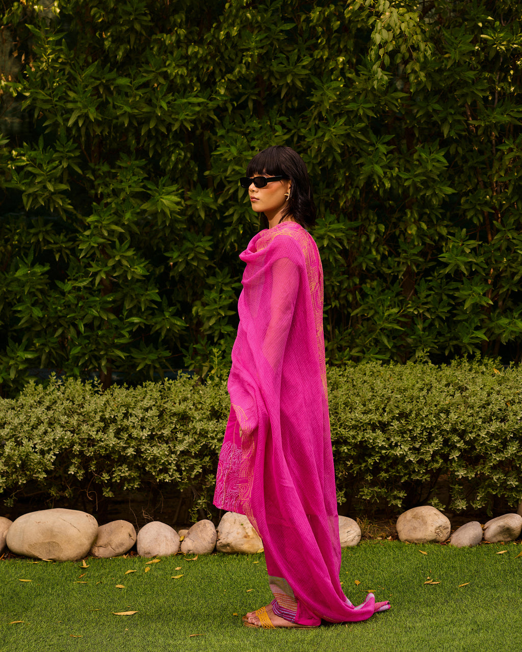 Weekend Patchwork Candy Pink Kurta, Pant with Dupatta (Set Of 3)