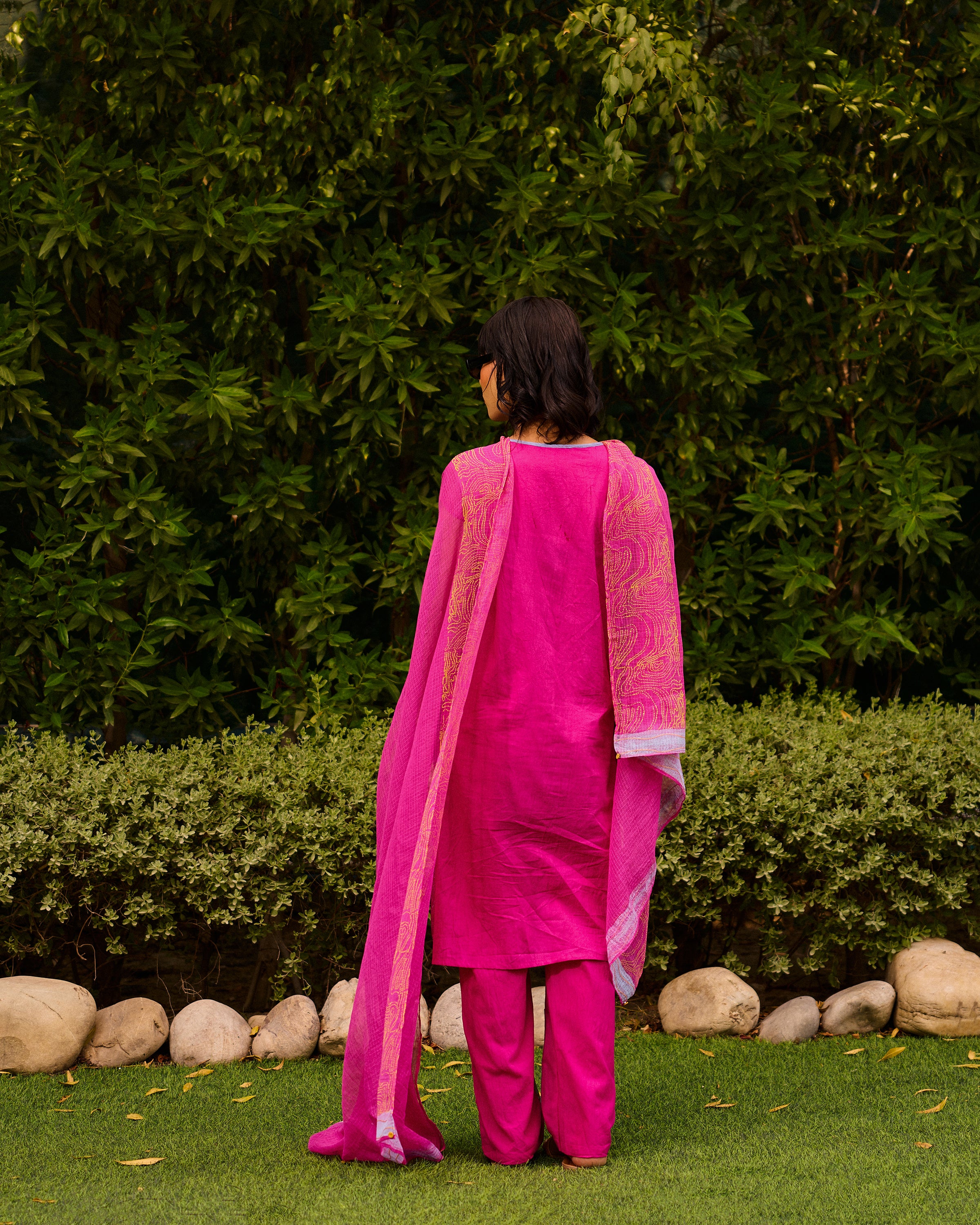 Weekend Patchwork Candy Pink Kurta, Pant with Dupatta (Set Of 3)