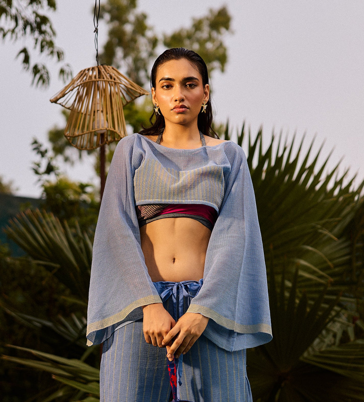 Weekend Blue Lagoon Mesh Cropped Top