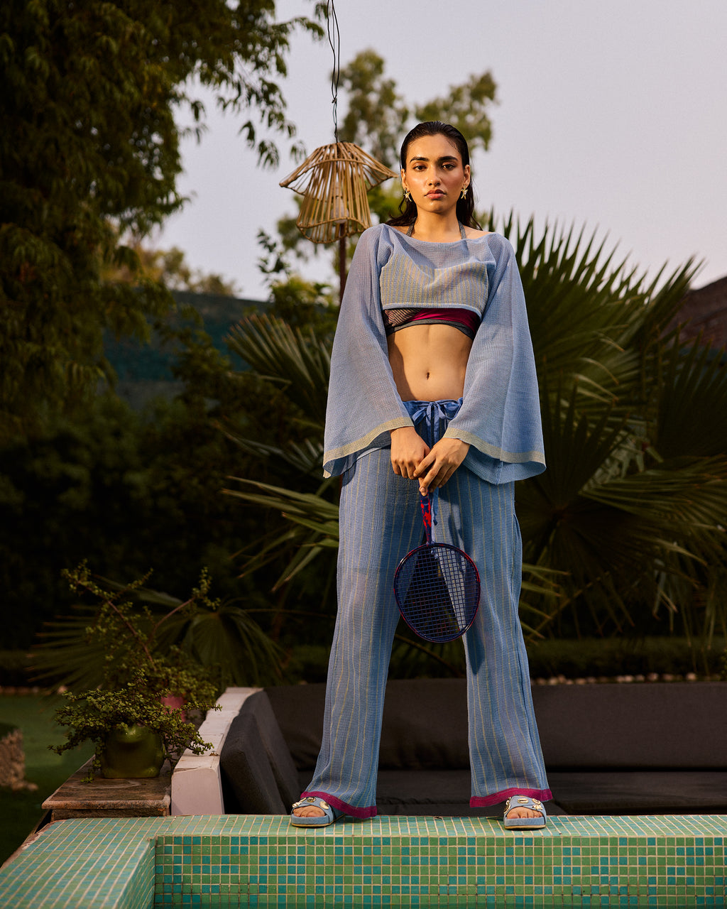 Weekend Blue Lagoon Mesh Top Coordinate with Wrap Top (Set of 3)