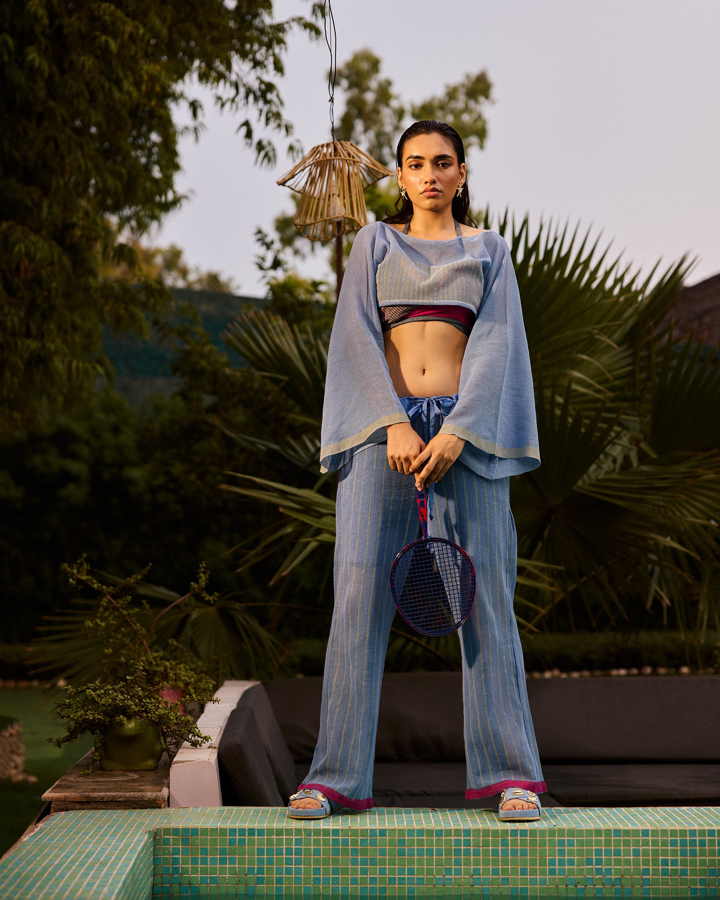 Weekend Blue Lagoon Mesh Top Coordinate with Wrap Top (Set of 3)