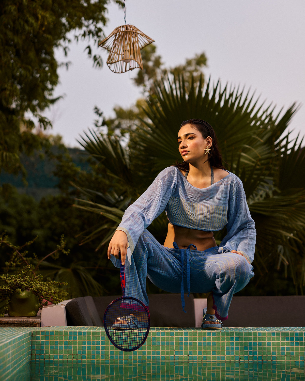 Weekend Blue Lagoon Mesh Top Coordinate with Wrap Top (Set of 3)