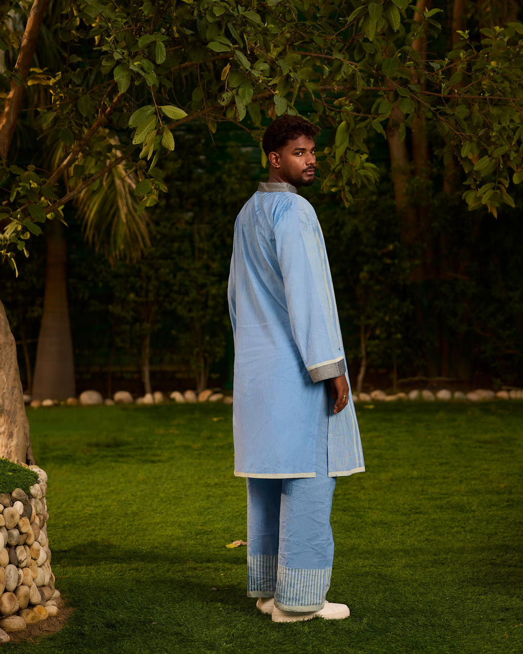 BANANA man Weekend Blue Lagoon Kurta with Pants (Set of 2)