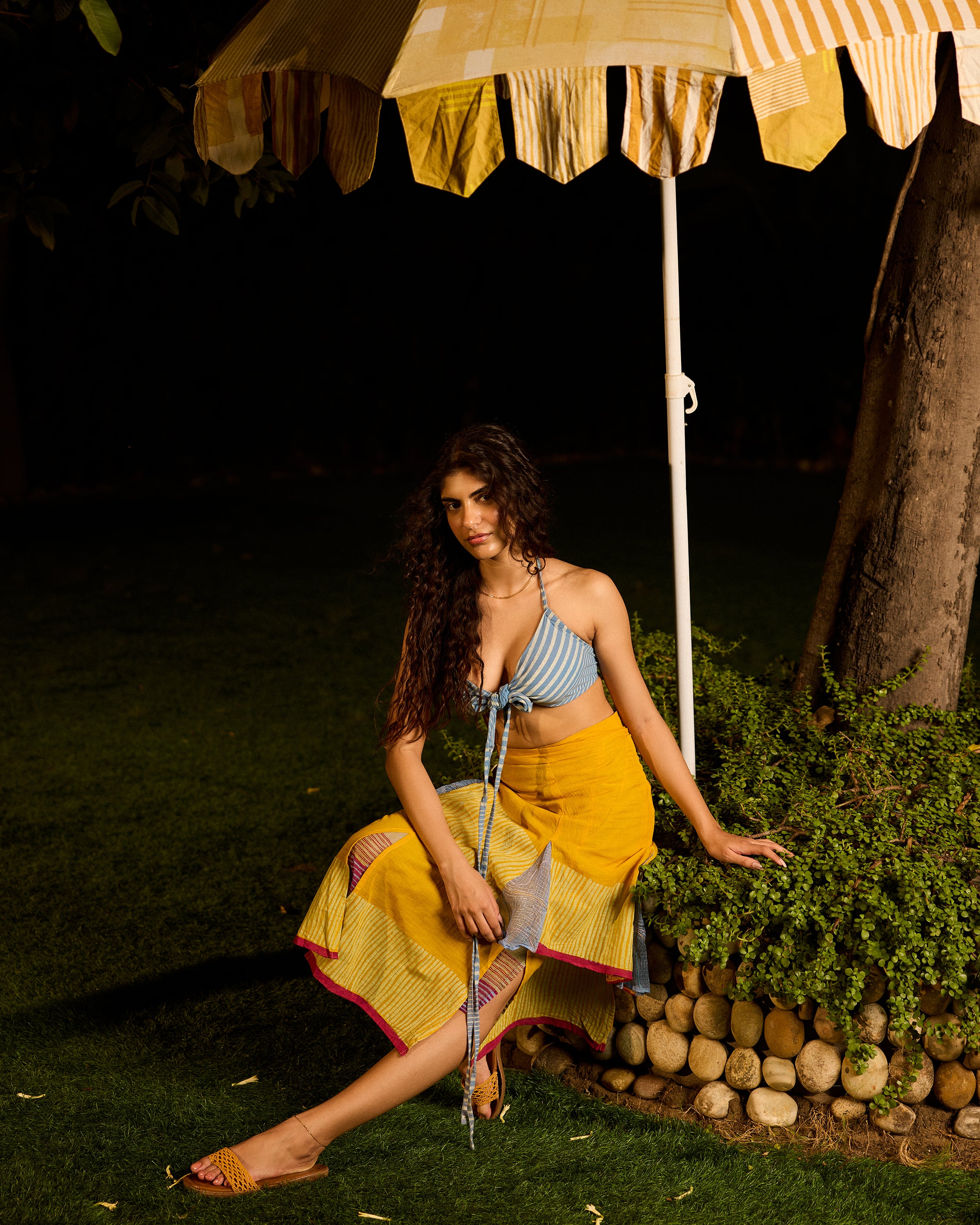 Weekend Flow Butter Yellow Wrap Skirt & Wrap Top (Set of 2)