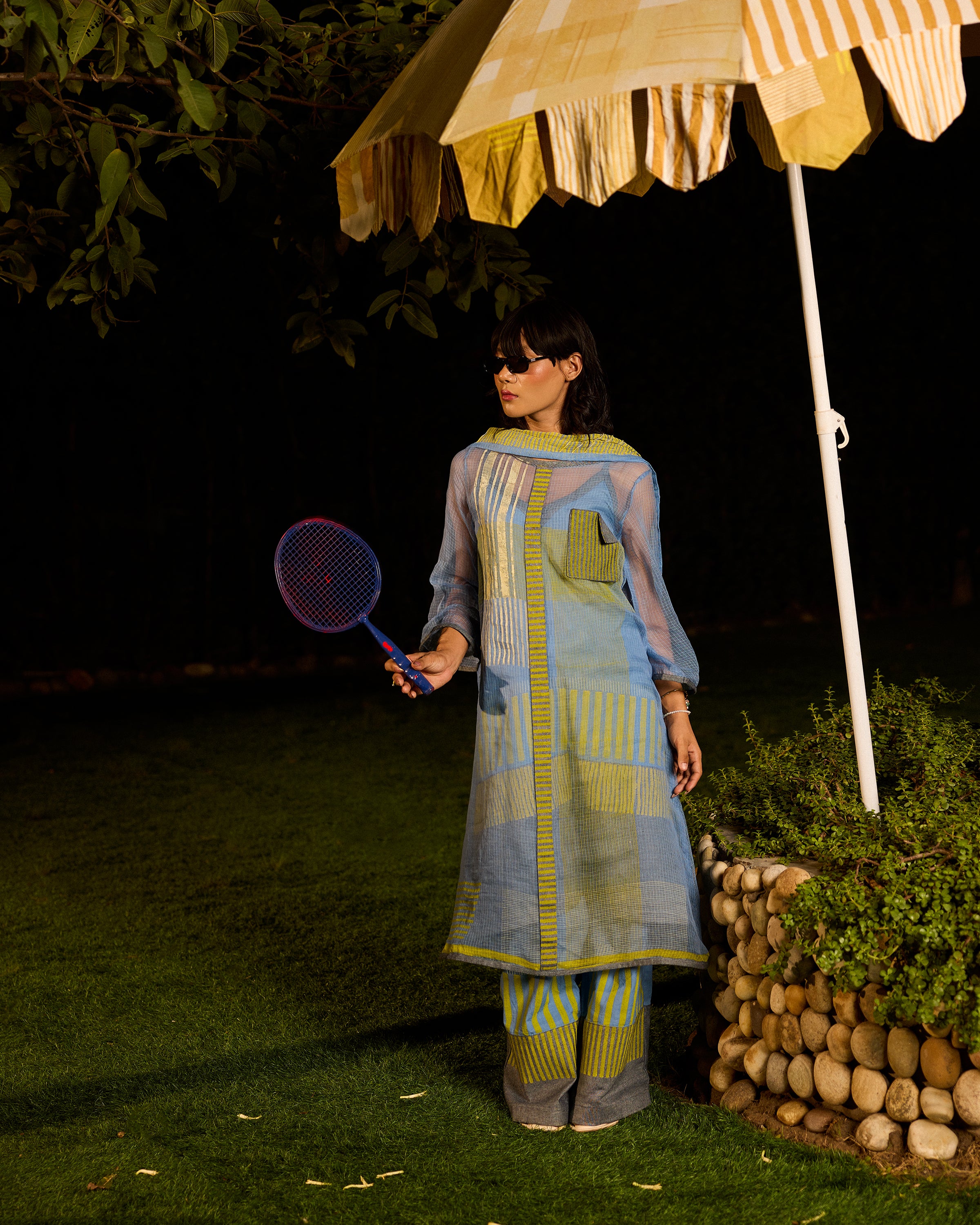 Weekend Blue Lagoon Slow Sunday Kurta Set with Stole (Set of 4)