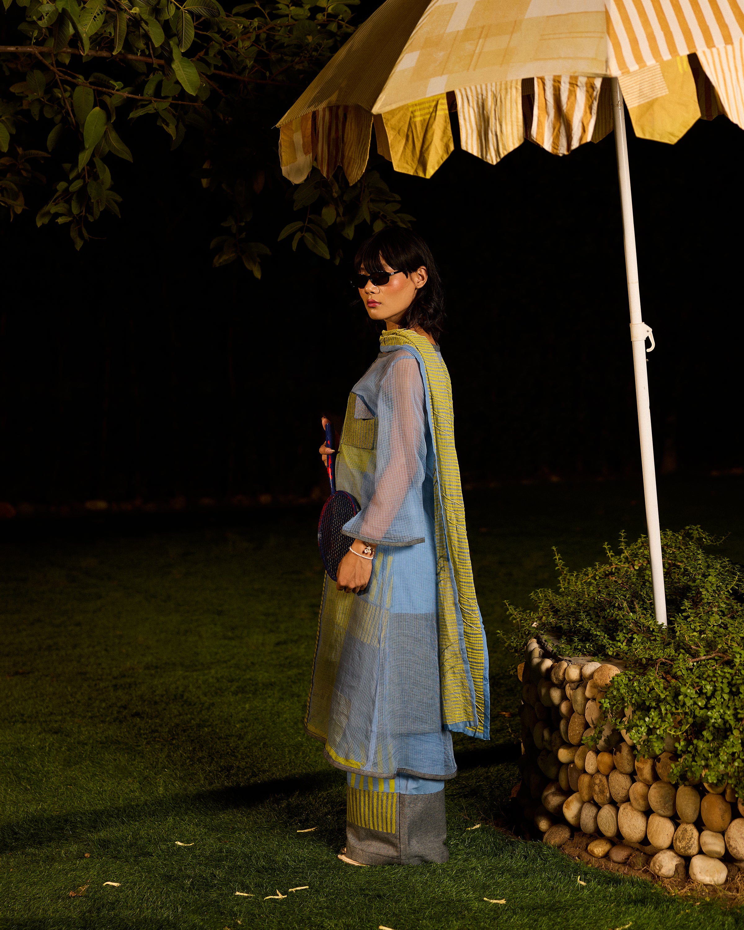 Weekend Blue Lagoon Slow Sunday Kurta Set with Stole (Set of 4)