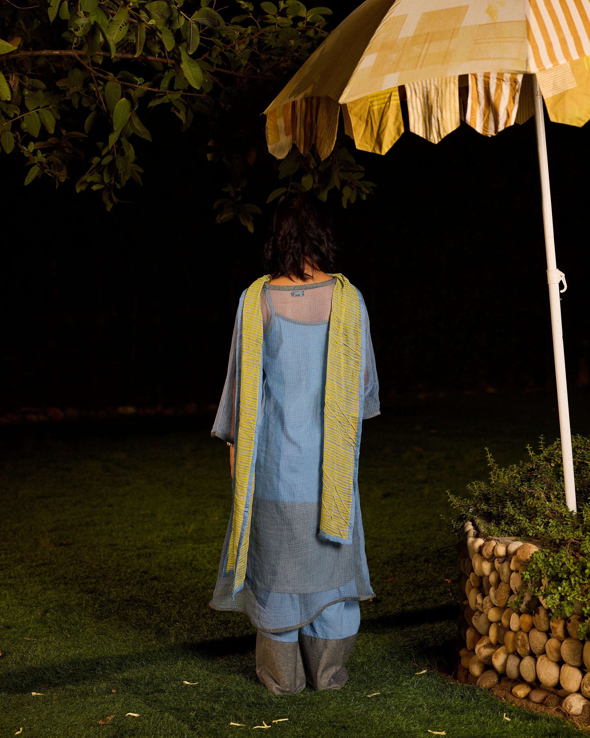 Weekend Blue Lagoon Slow Sunday Kurta Set with Stole (Set of 4)