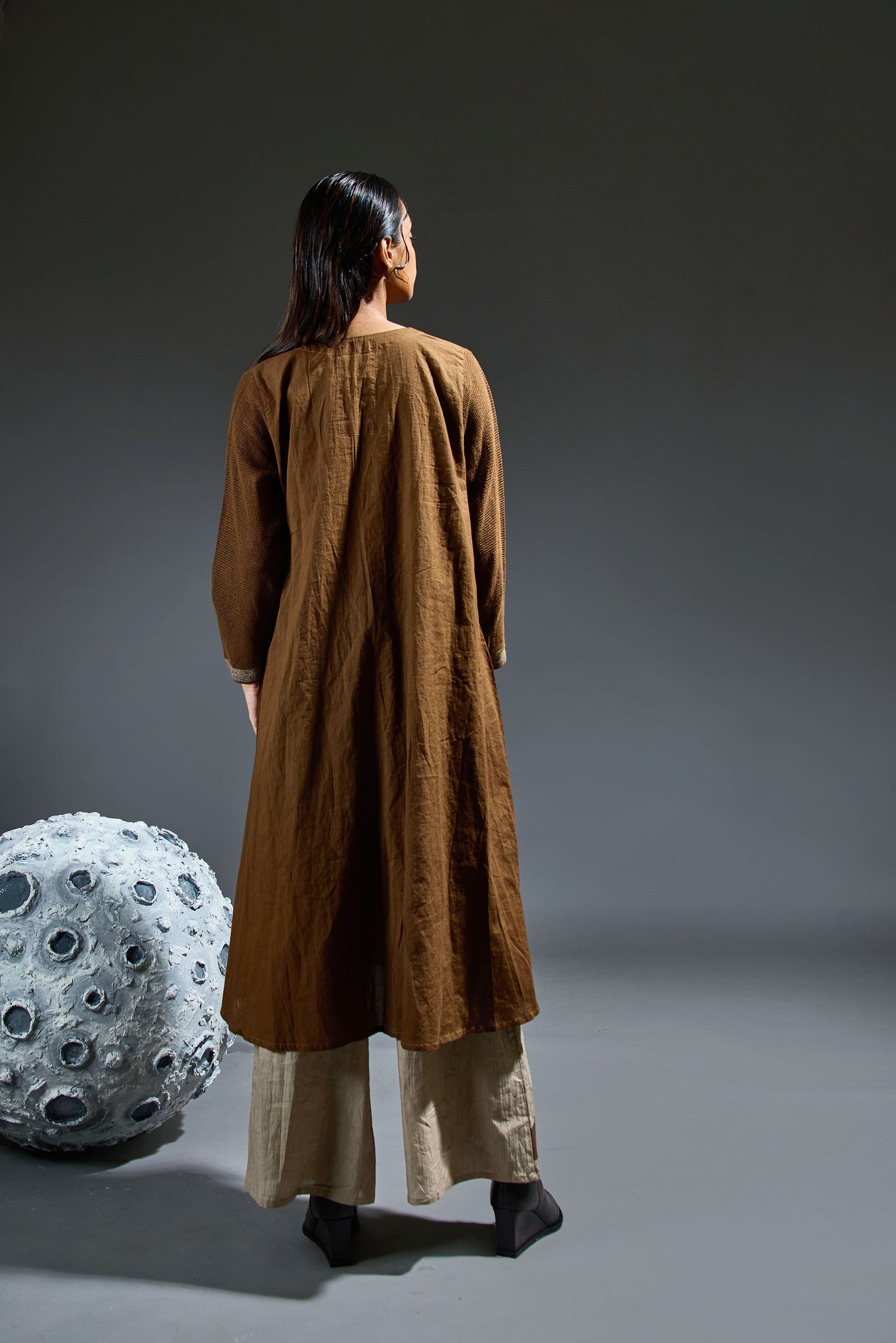 Crater Rust Brown Kurta