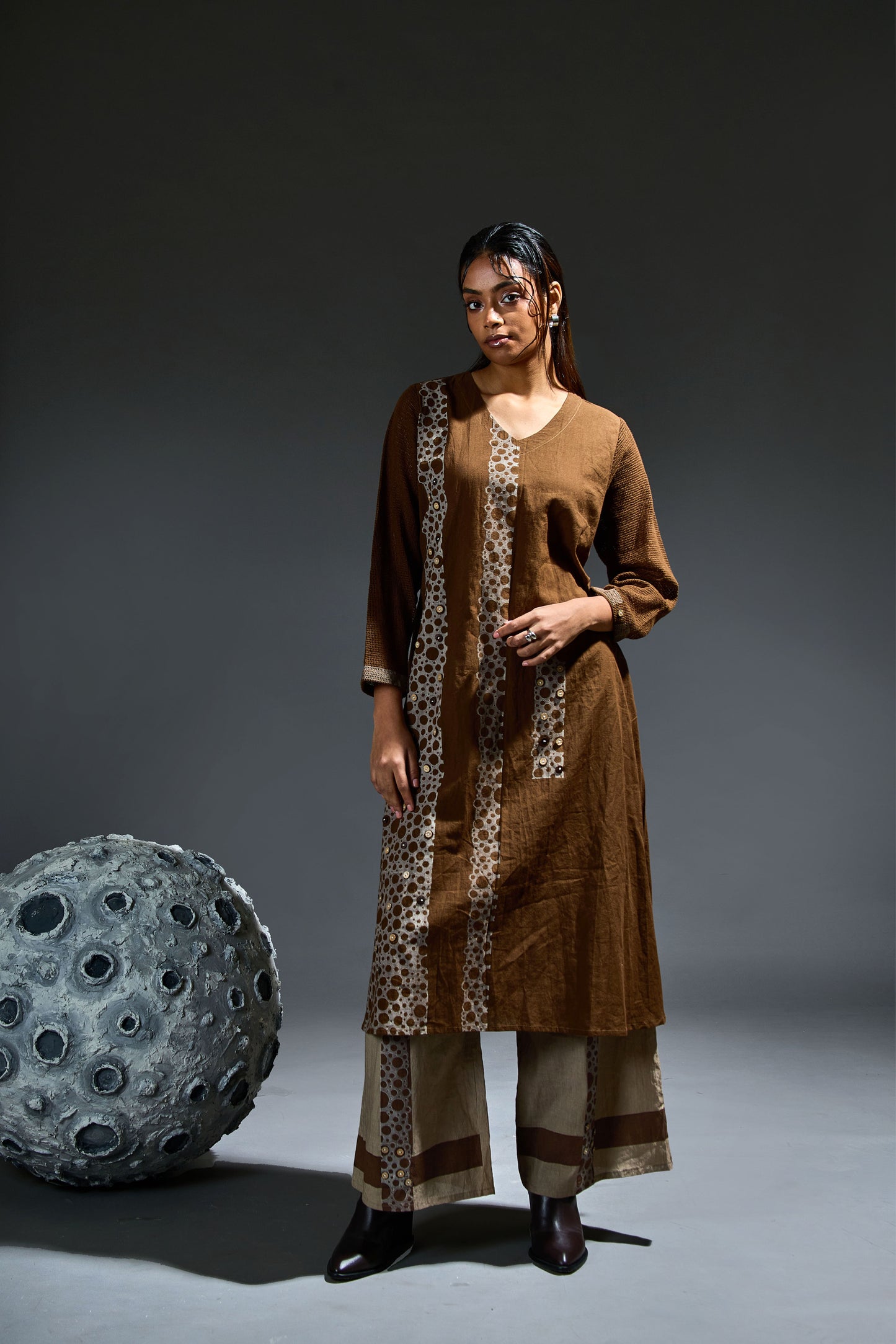 Crater Rust Brown Kurta