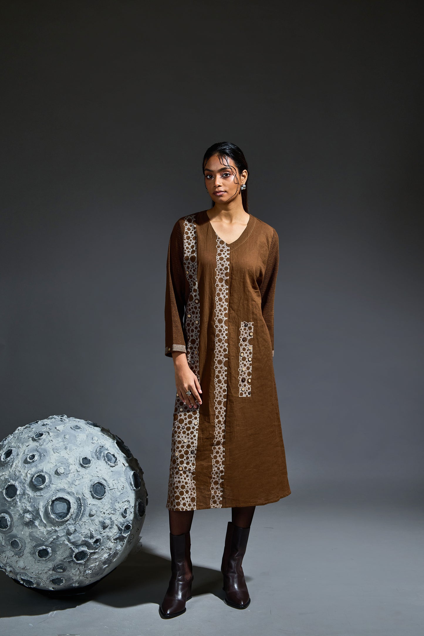 Crater Rust Brown Kurta