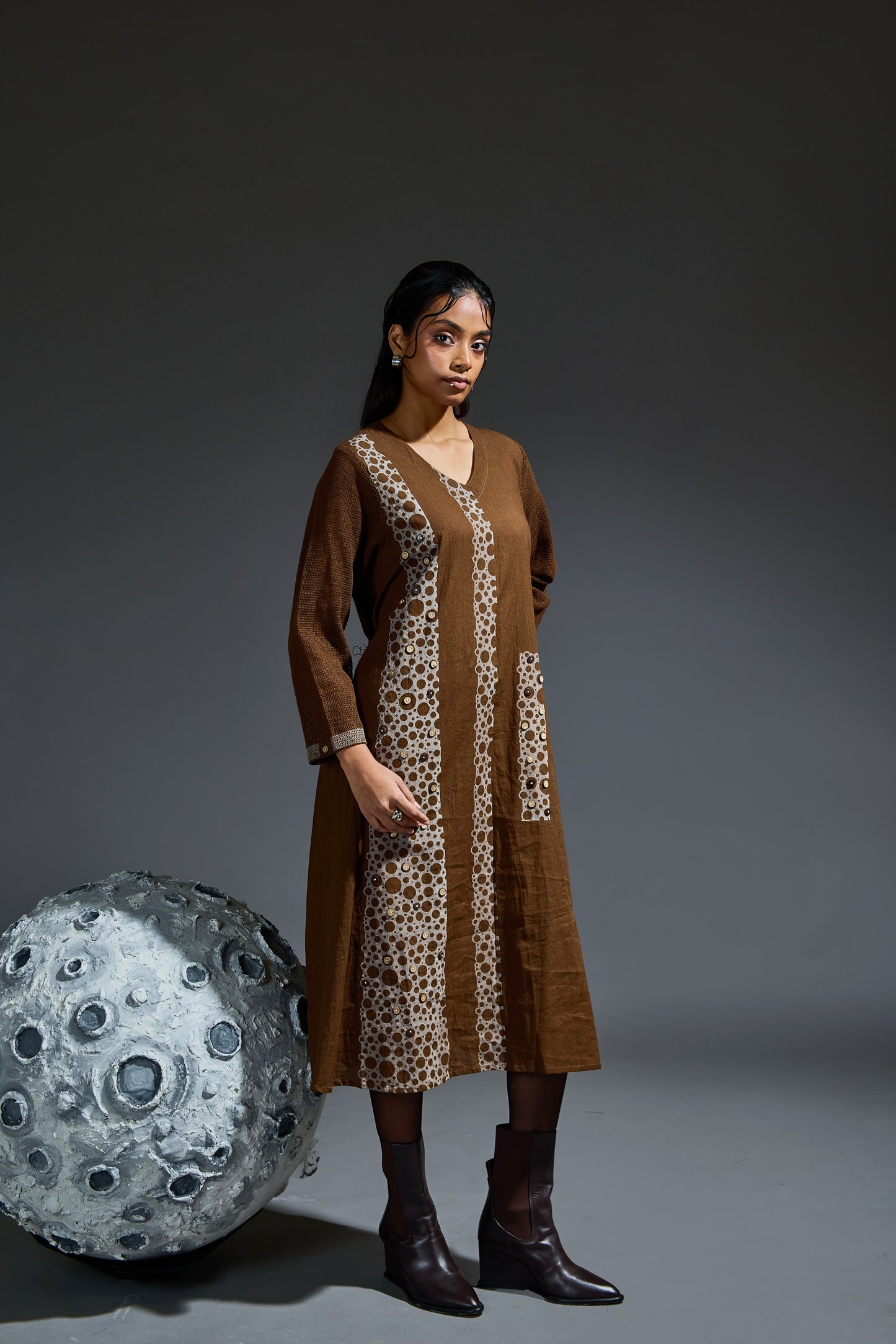 Crater Rust Brown Kurta