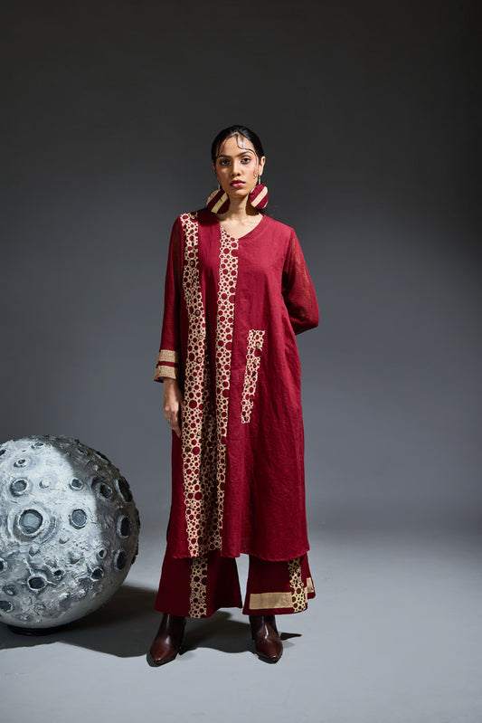 Crater Molten Maroon Kurta