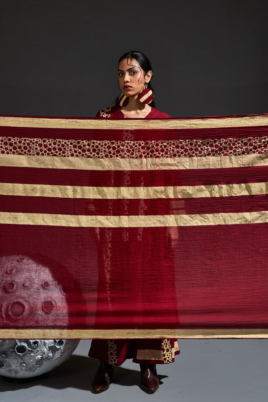 Crater Molten Maroon Dupatta