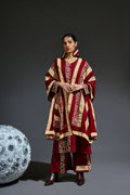 Crater Molten Maroon Kurta Set (Set of 3) - BANANA labs