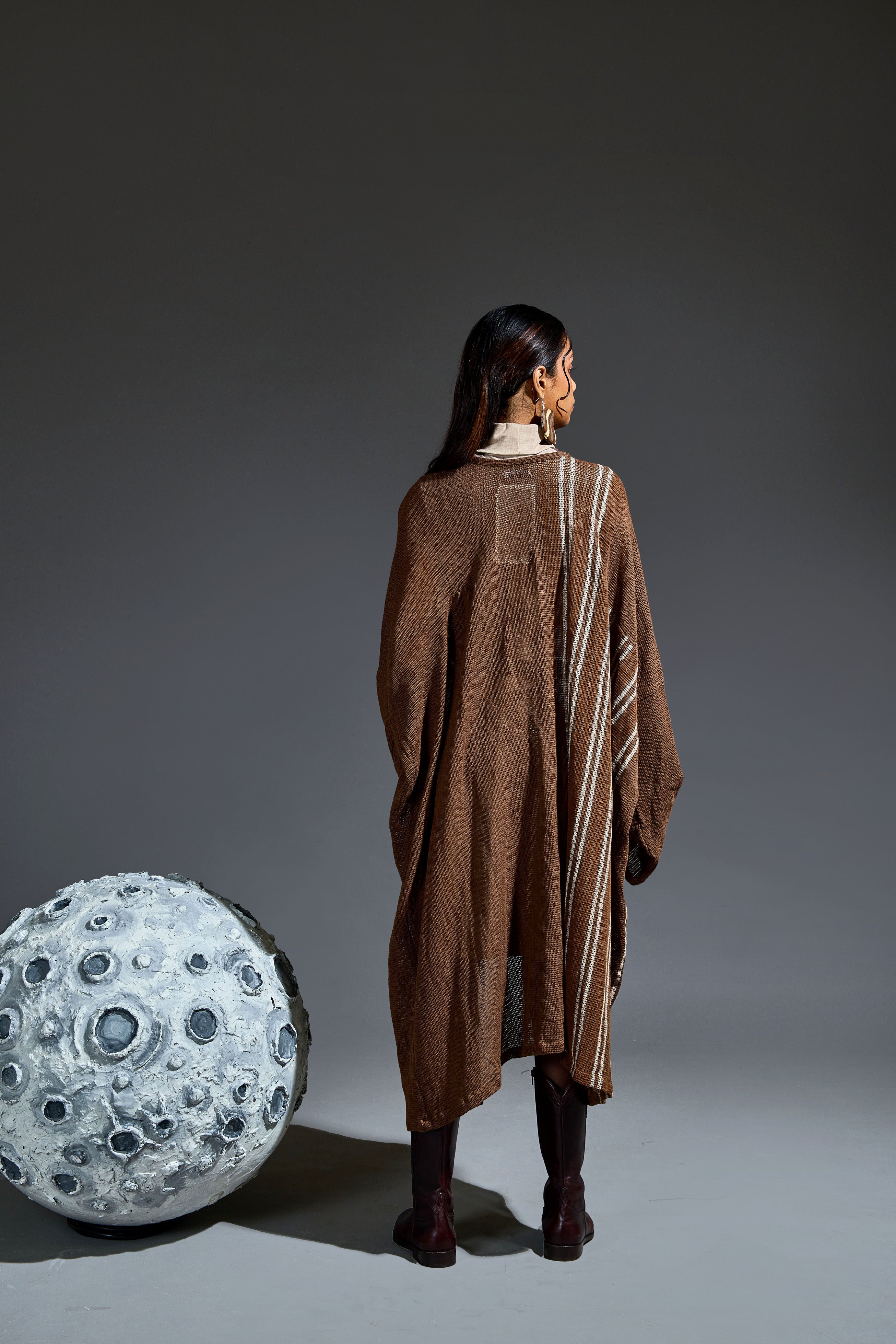 Crater Stormy Grey Dress with Shrug(Set of 2)