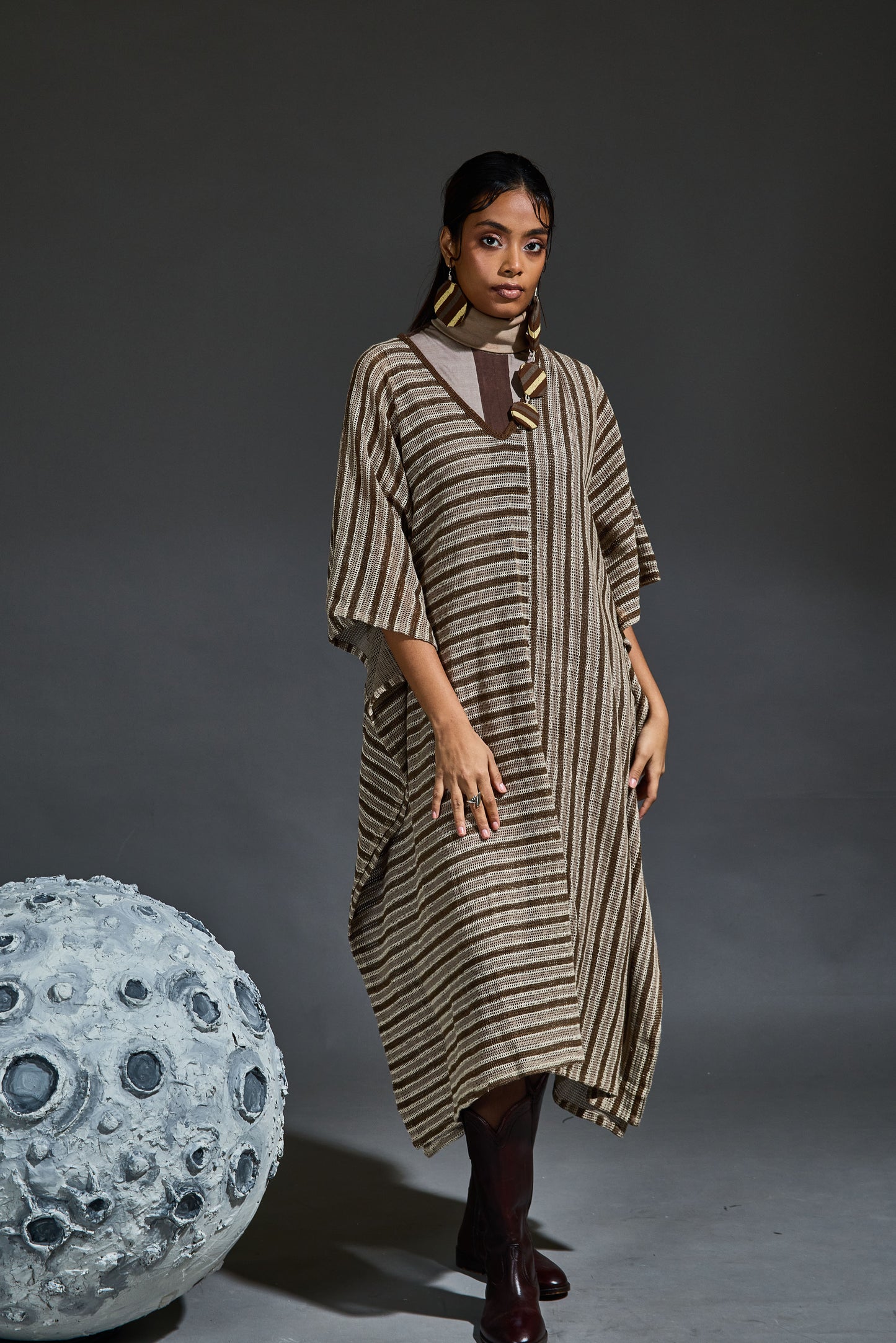 Crater Brown Mesh Kaftan