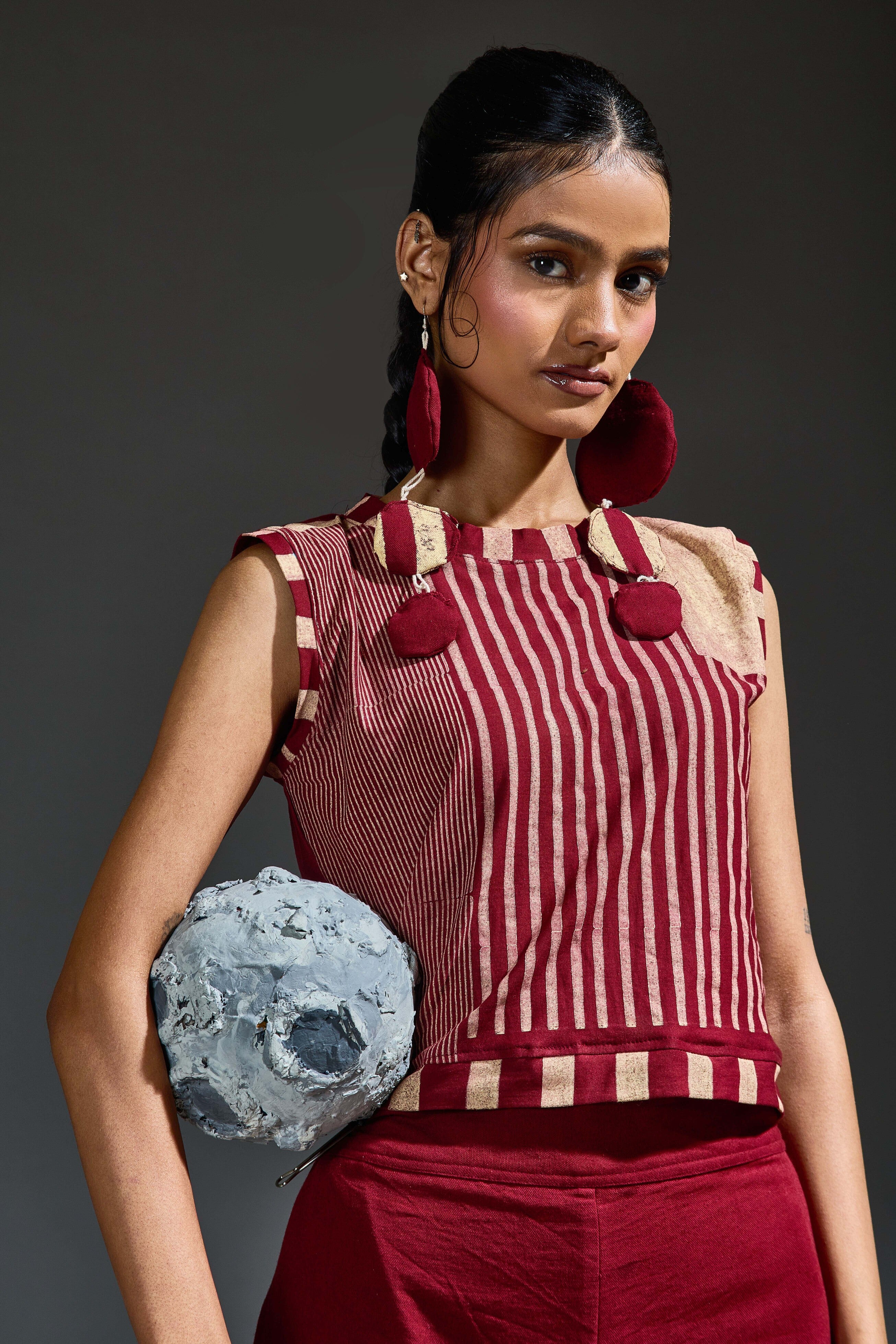 Crater Scarlet Maroon Crop Top Coordinate (Set of 2)