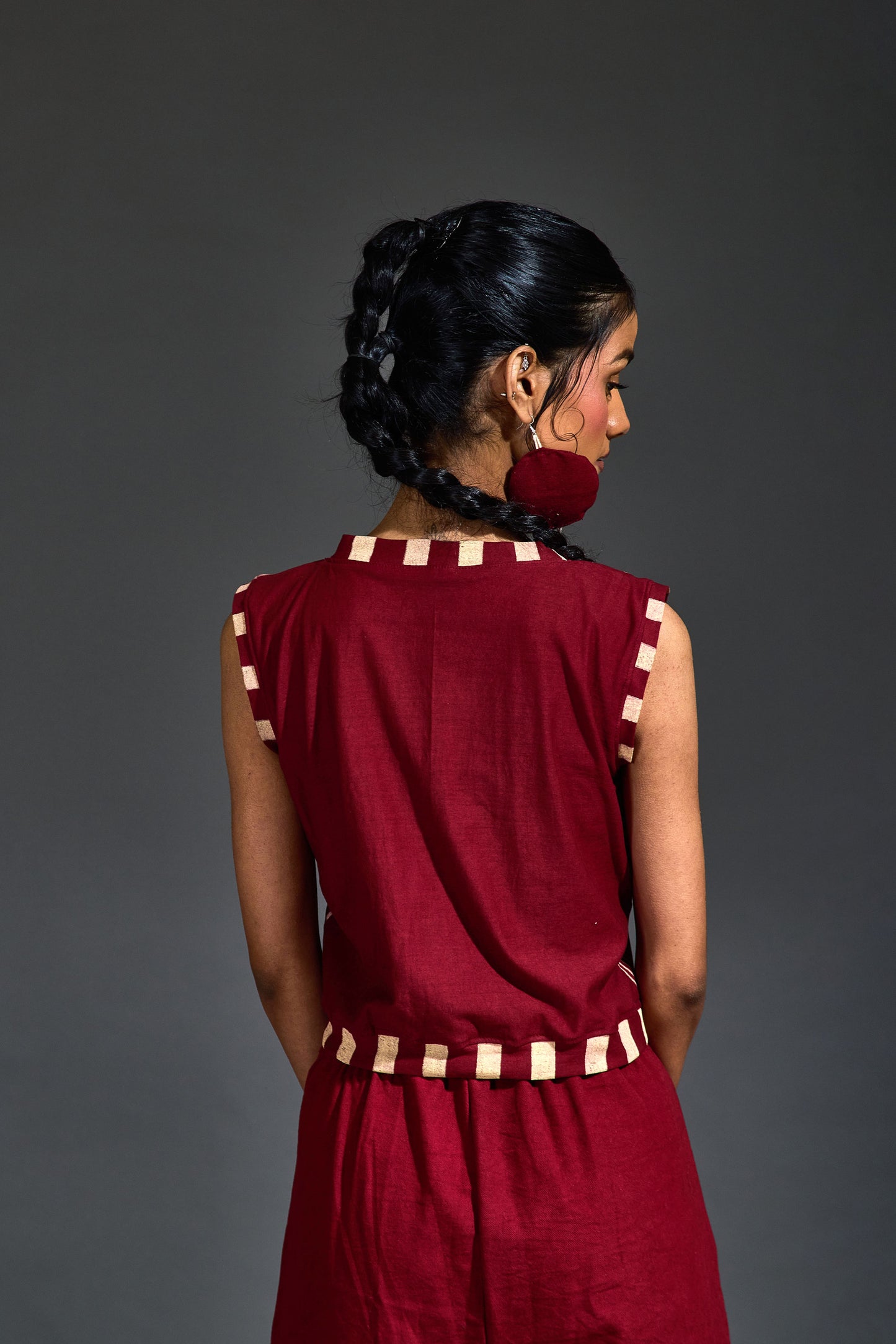 Crater Scarlet Maroon Crop Top Co ord Set