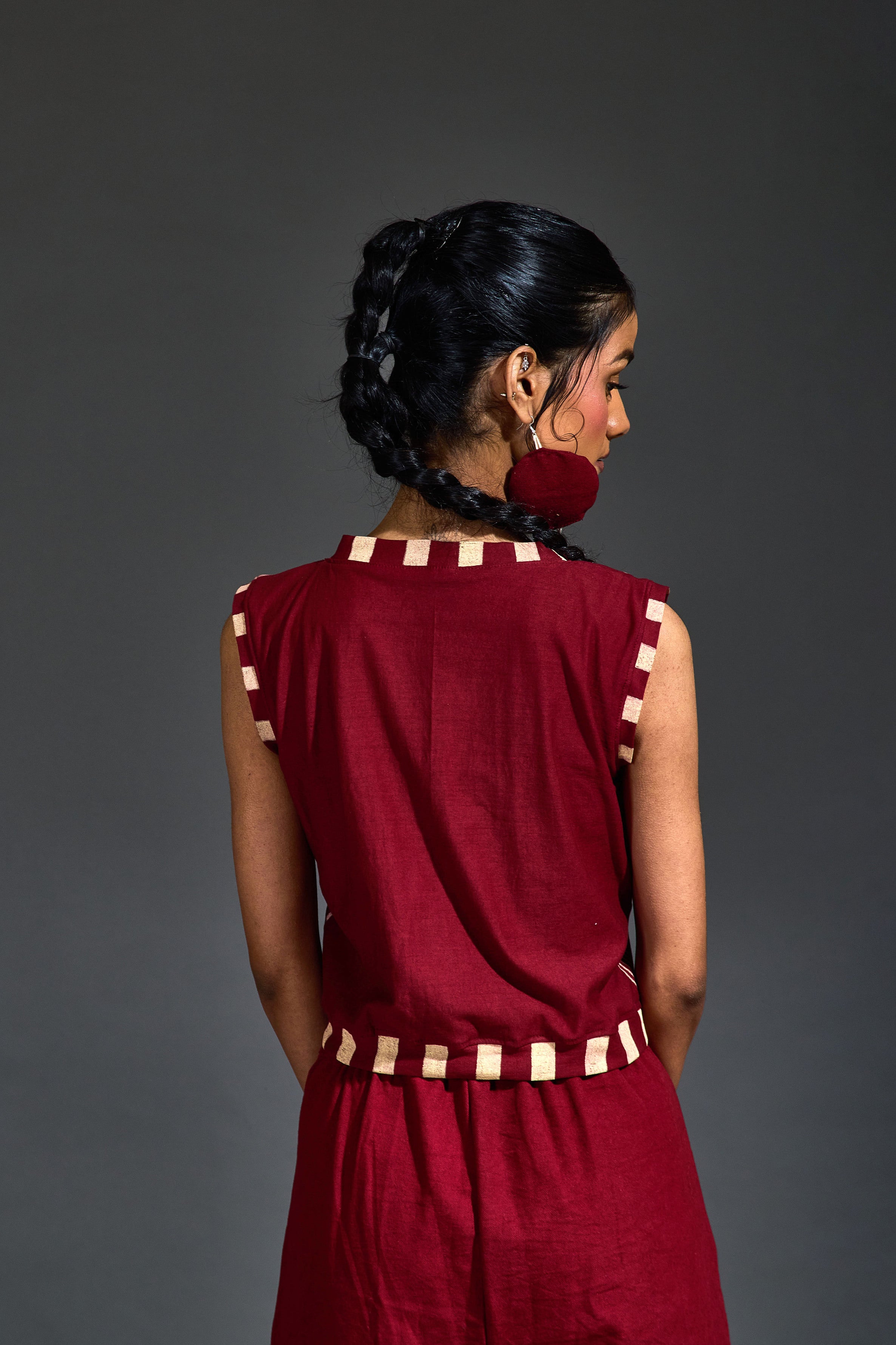Crater Scarlet Maroon Crop Top Coordinate (Set of 2)