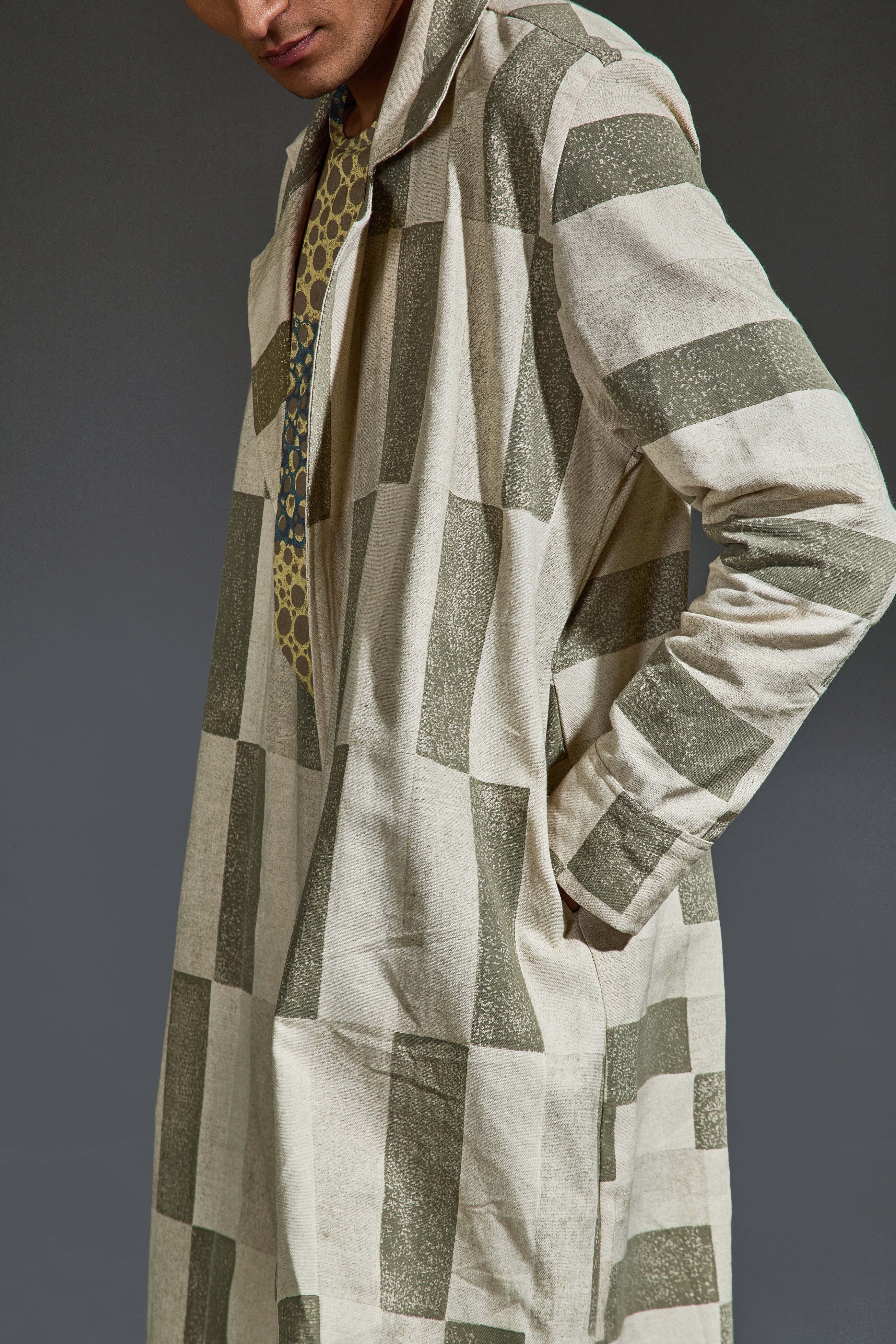 Crater Man Grey Block Trench Coat