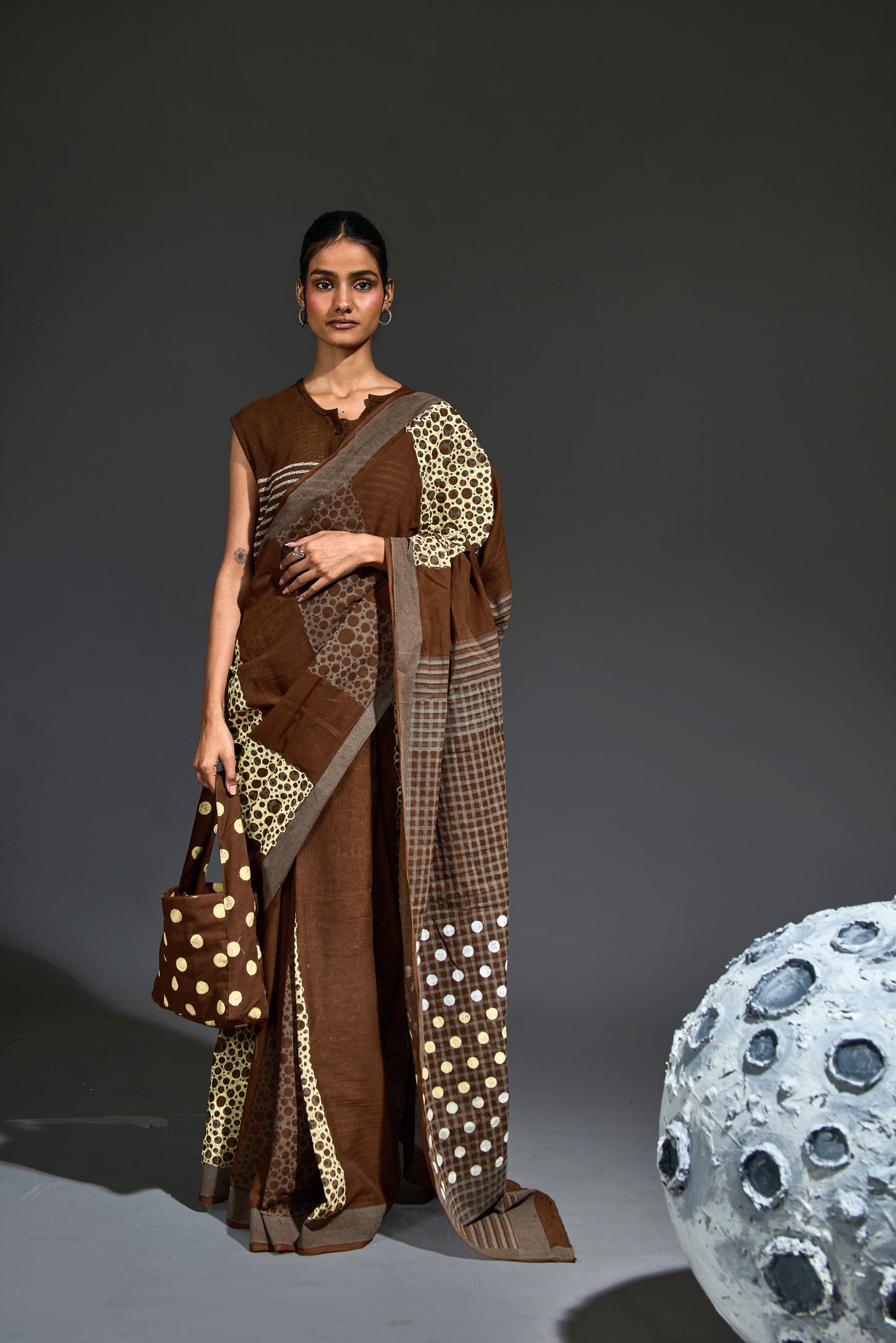 Crater Bronze Saree