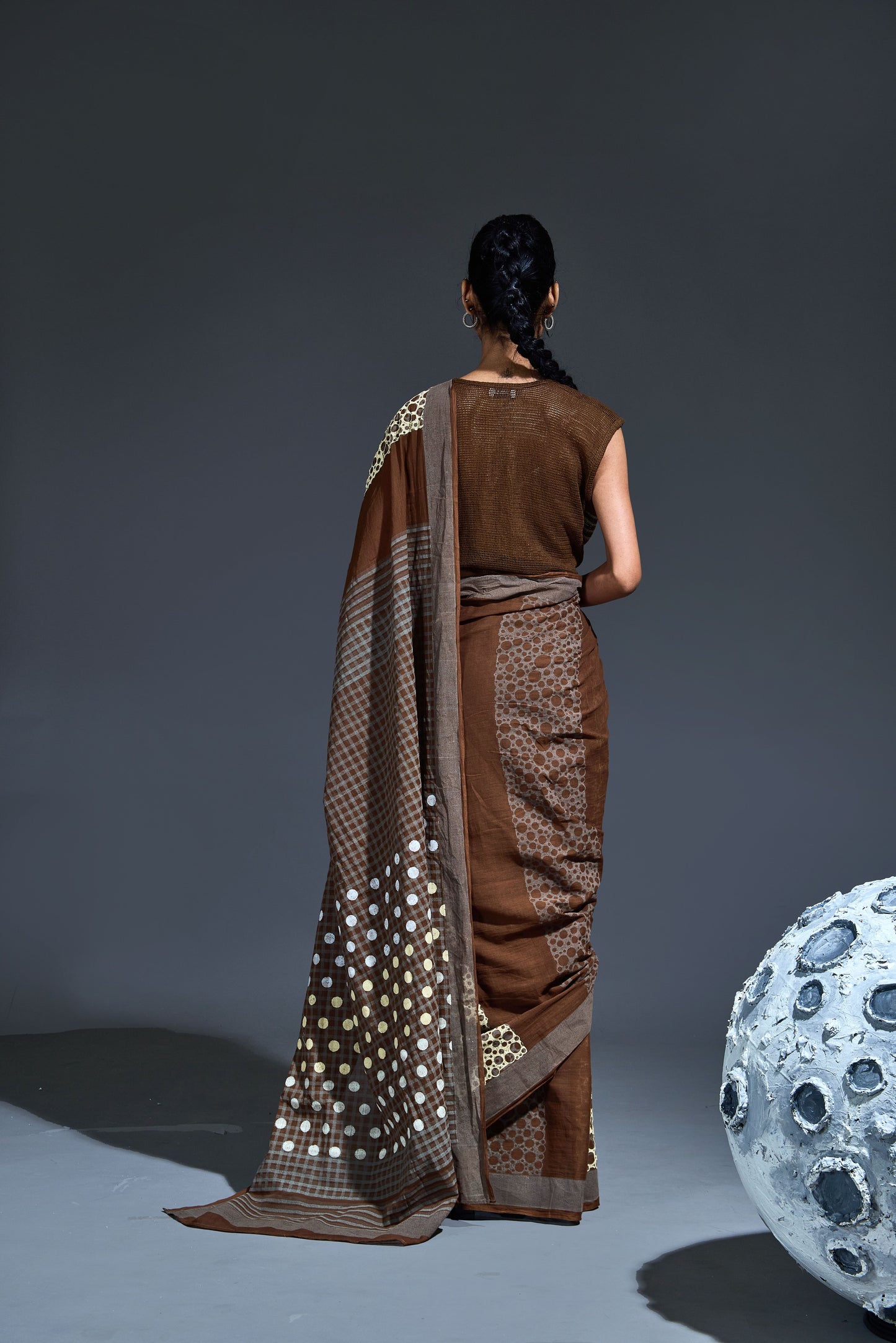 Crater Bronze Saree