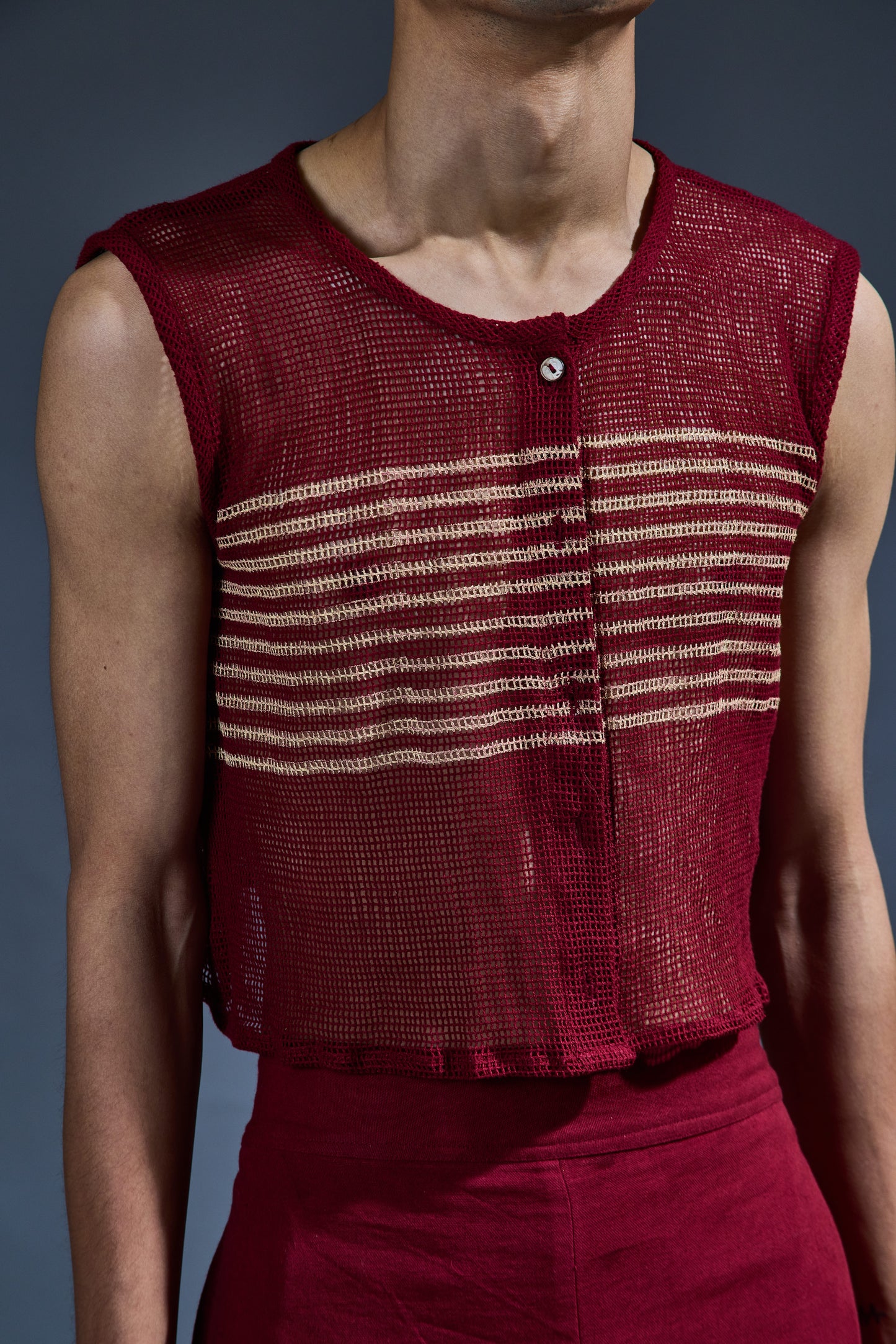 Crater Man Maroon Mesh Top