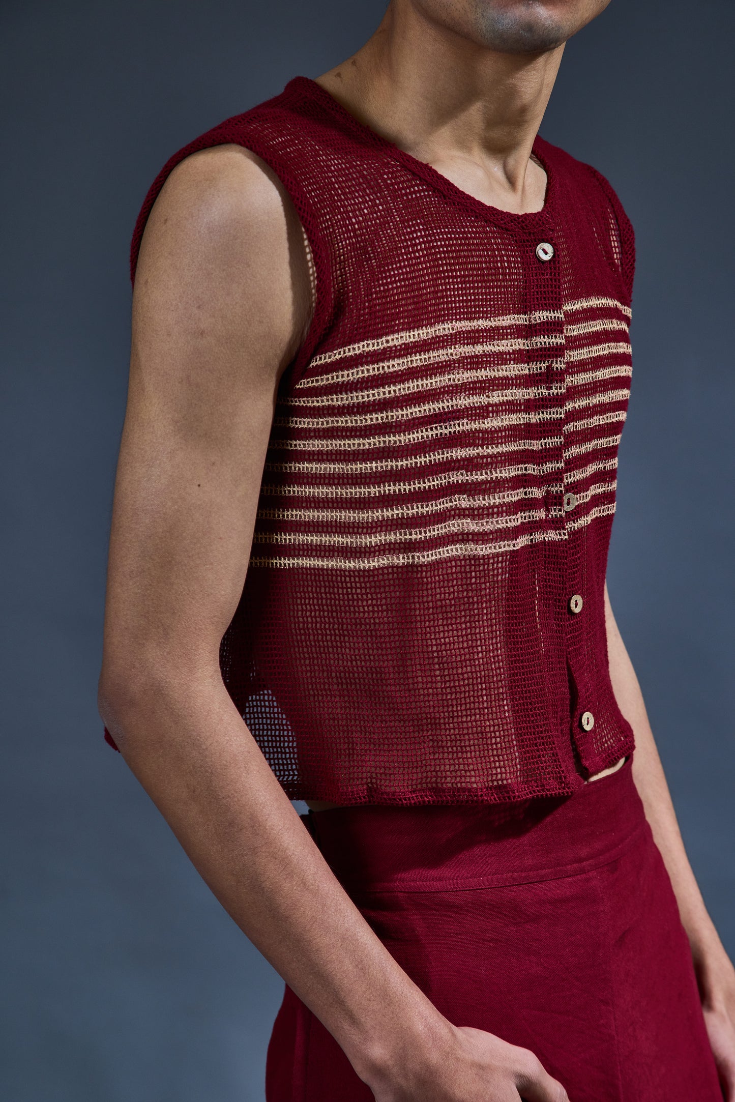 Crater Man Maroon Mesh Top