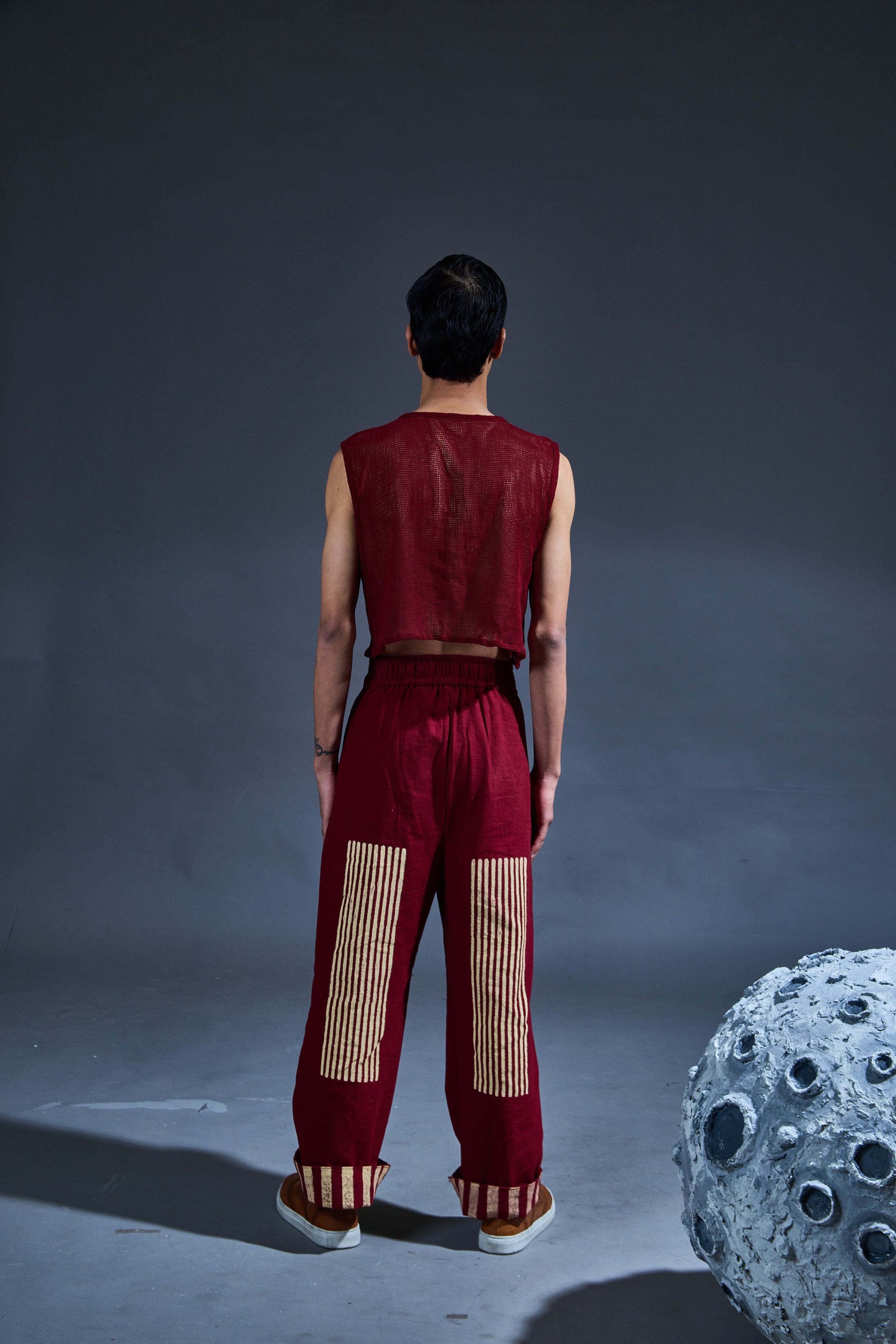 Crater Man Maroon Mesh Top Coordinate (Set of 2)