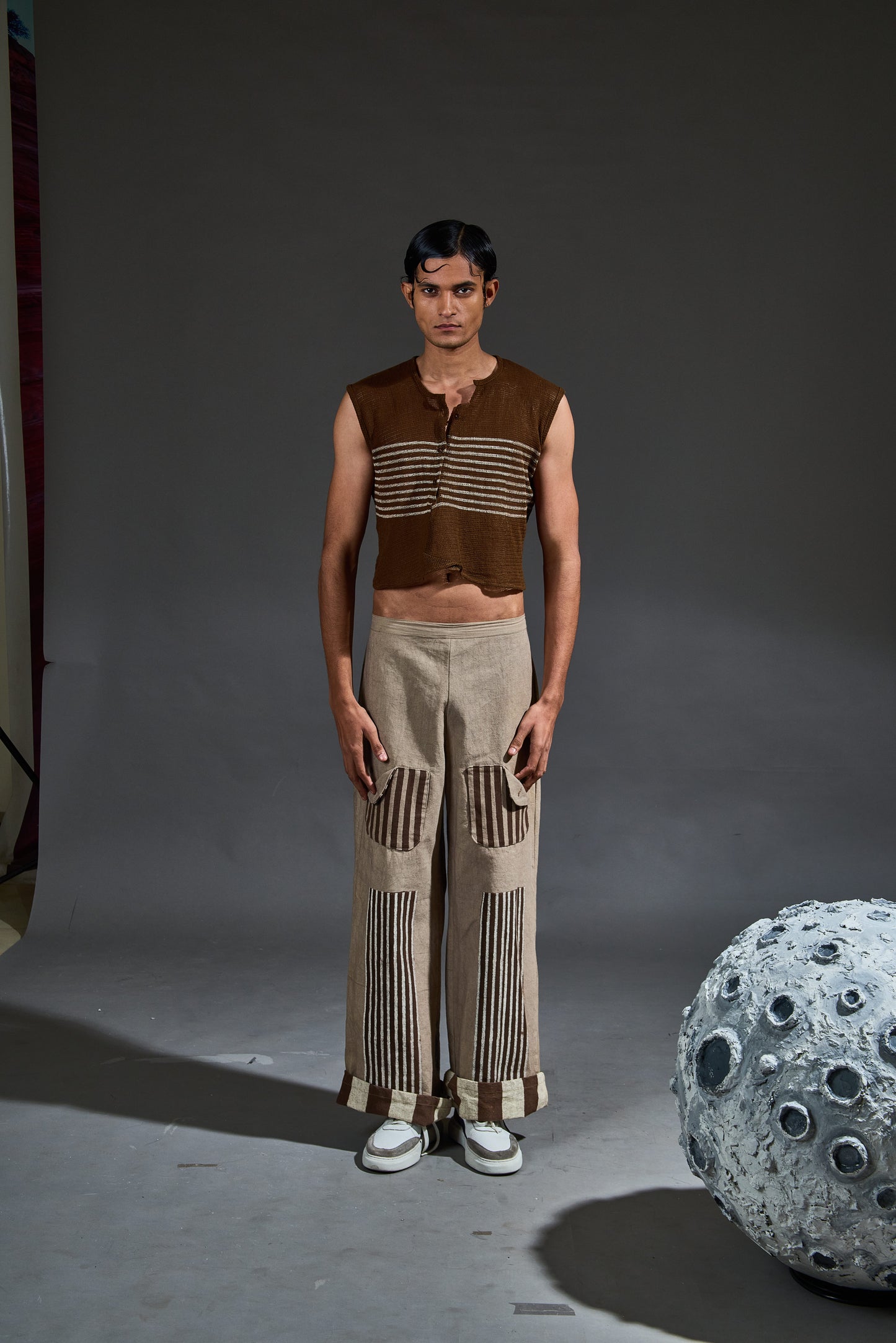 Crater Man Brown Mesh Crop Top