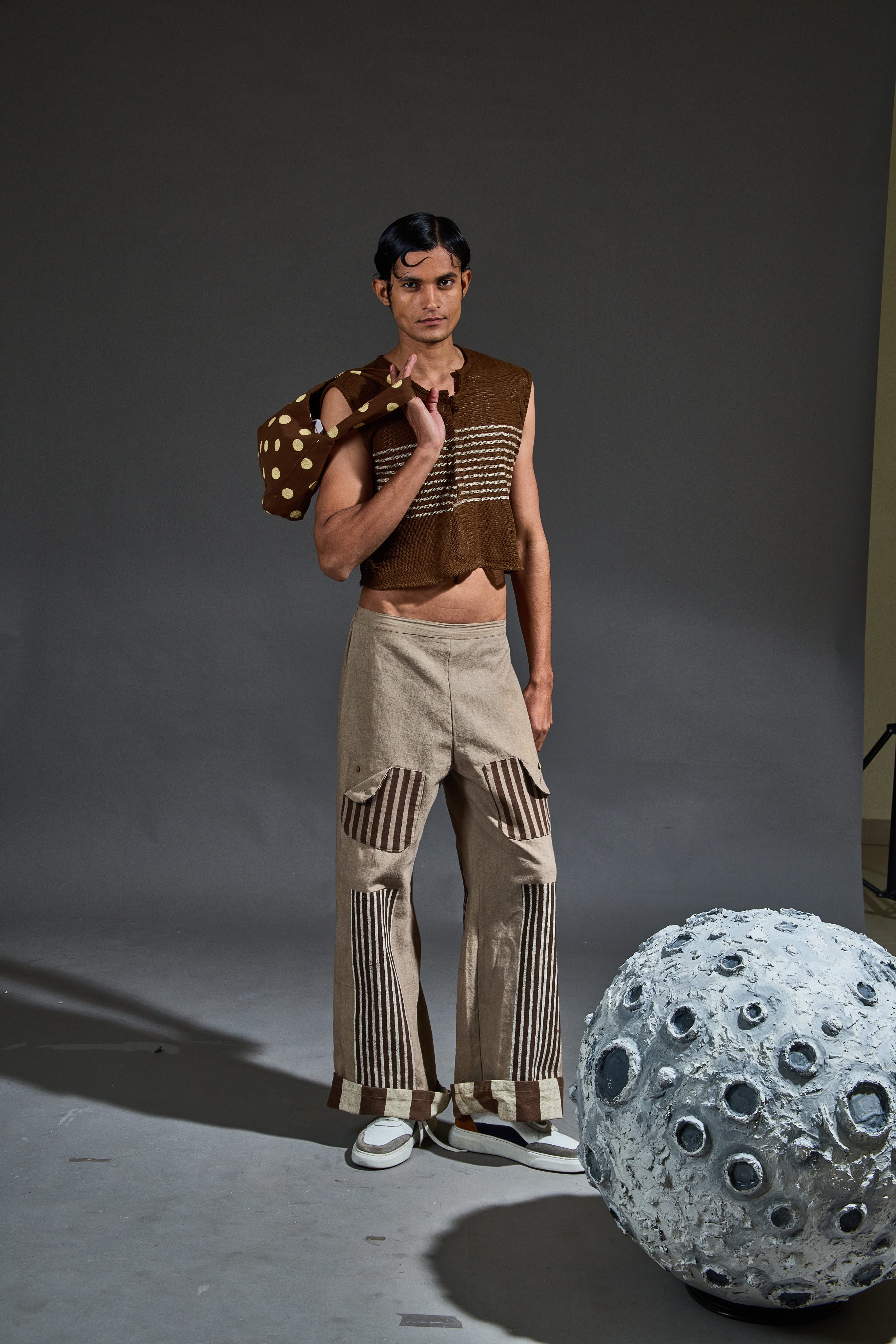 Crater Man Brown Mesh Crop Top Coordinate (Set of 2)