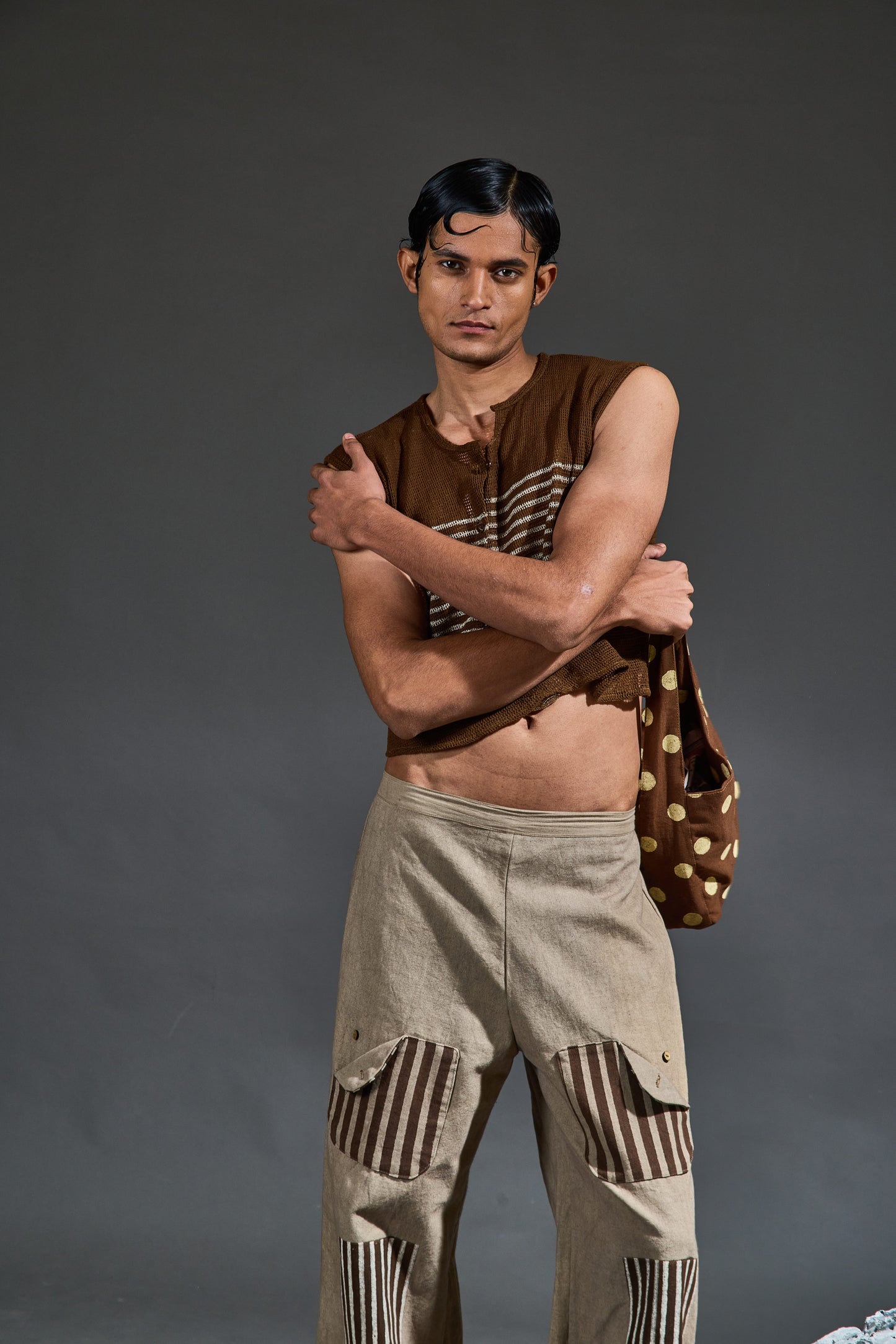 Crater Man Brown Mesh Crop Top