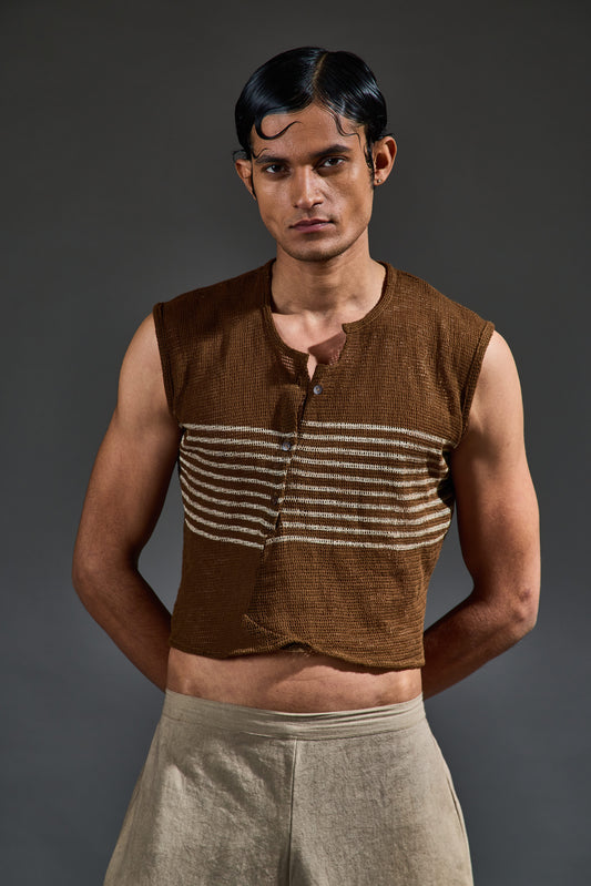 Crater Man Brown Mesh Crop Top