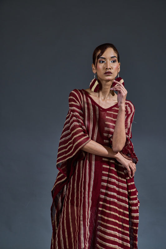 Crater Mesh Maroon Kaftan