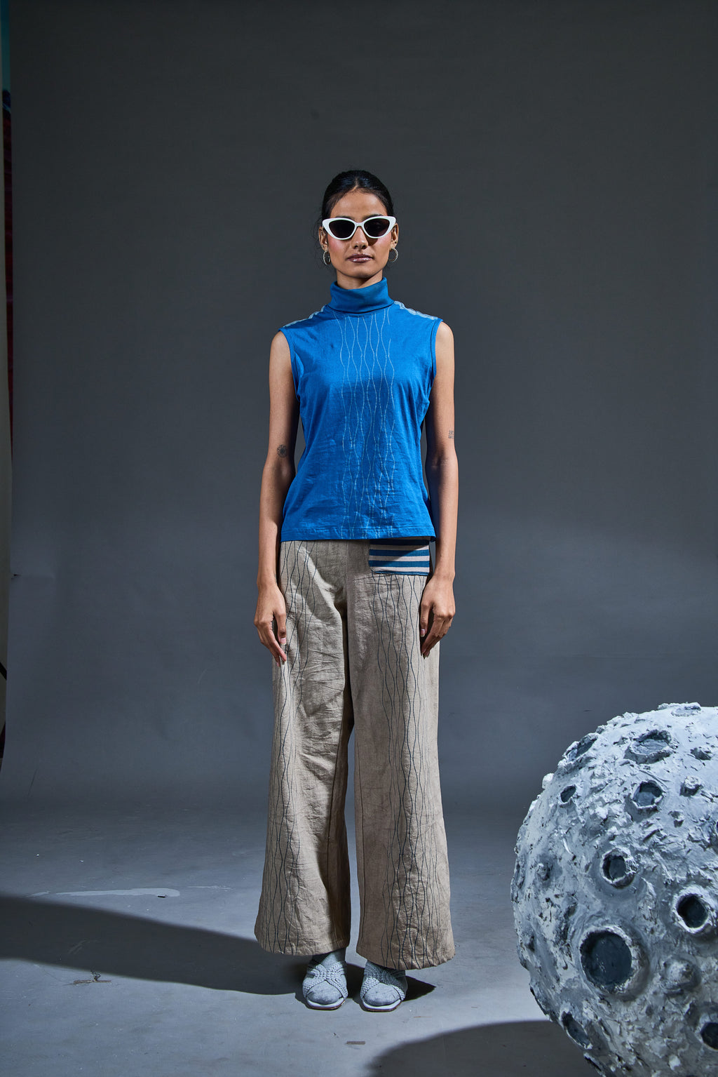 Crater Wave Indigo Grey Coordinate (Set of 2)