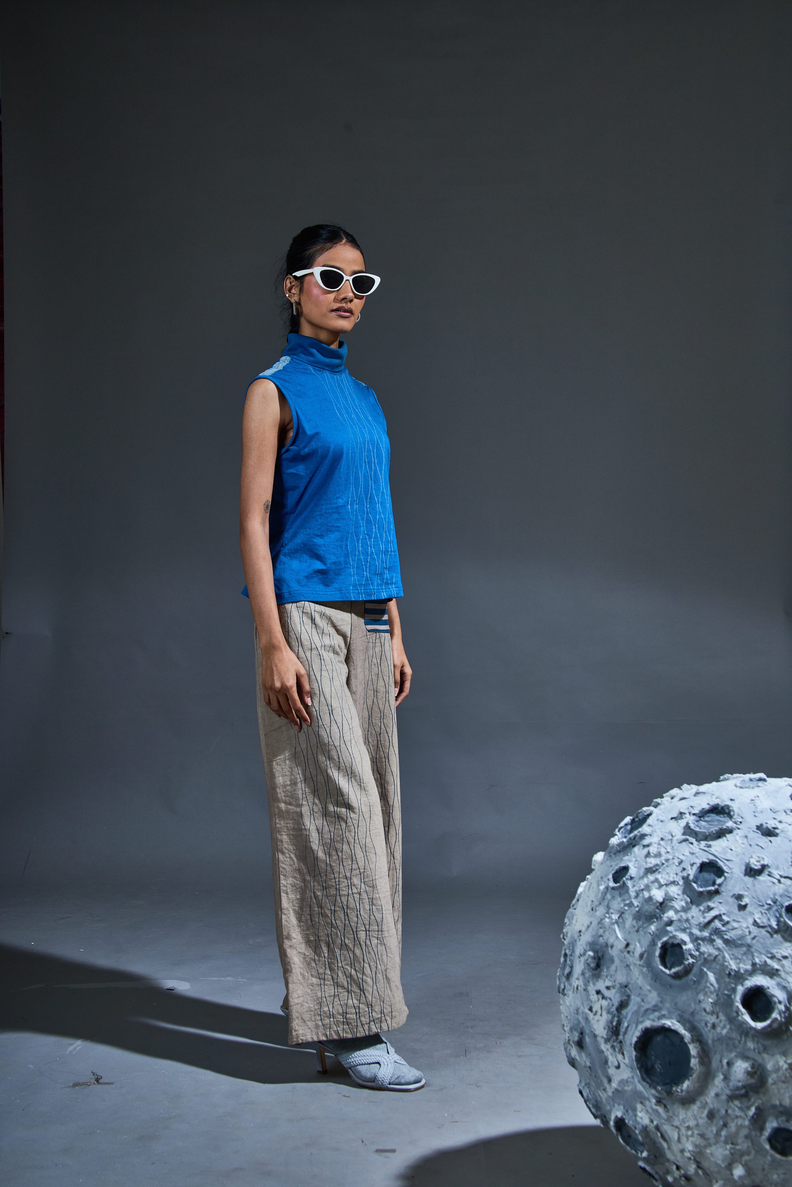 Crater Wave Indigo Grey Coordinate (Set of 2)
