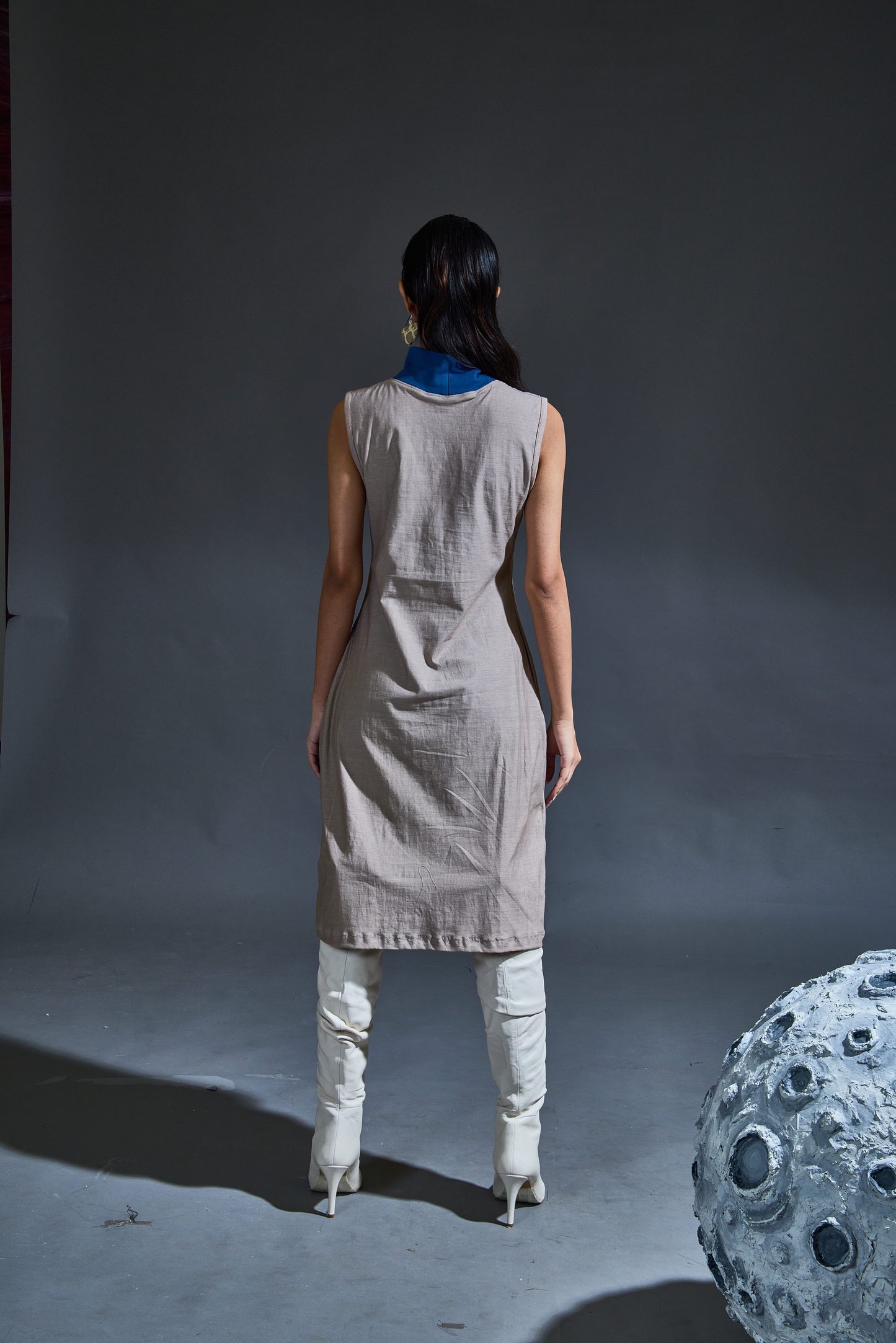 Crater Stormy Grey Dress with Kaftan