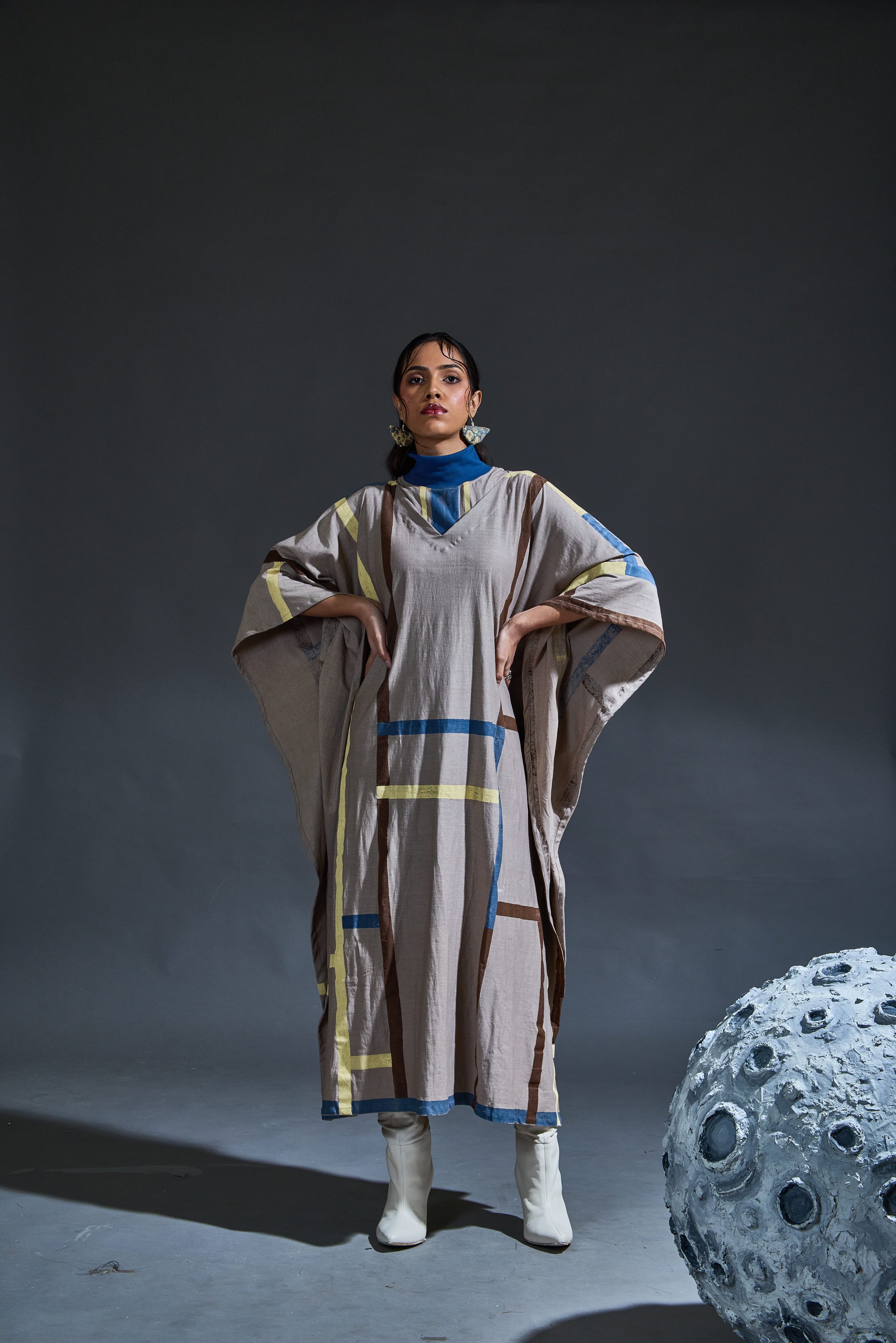 Crater Stormy Grey Dress with Kaftan (Set of 2)