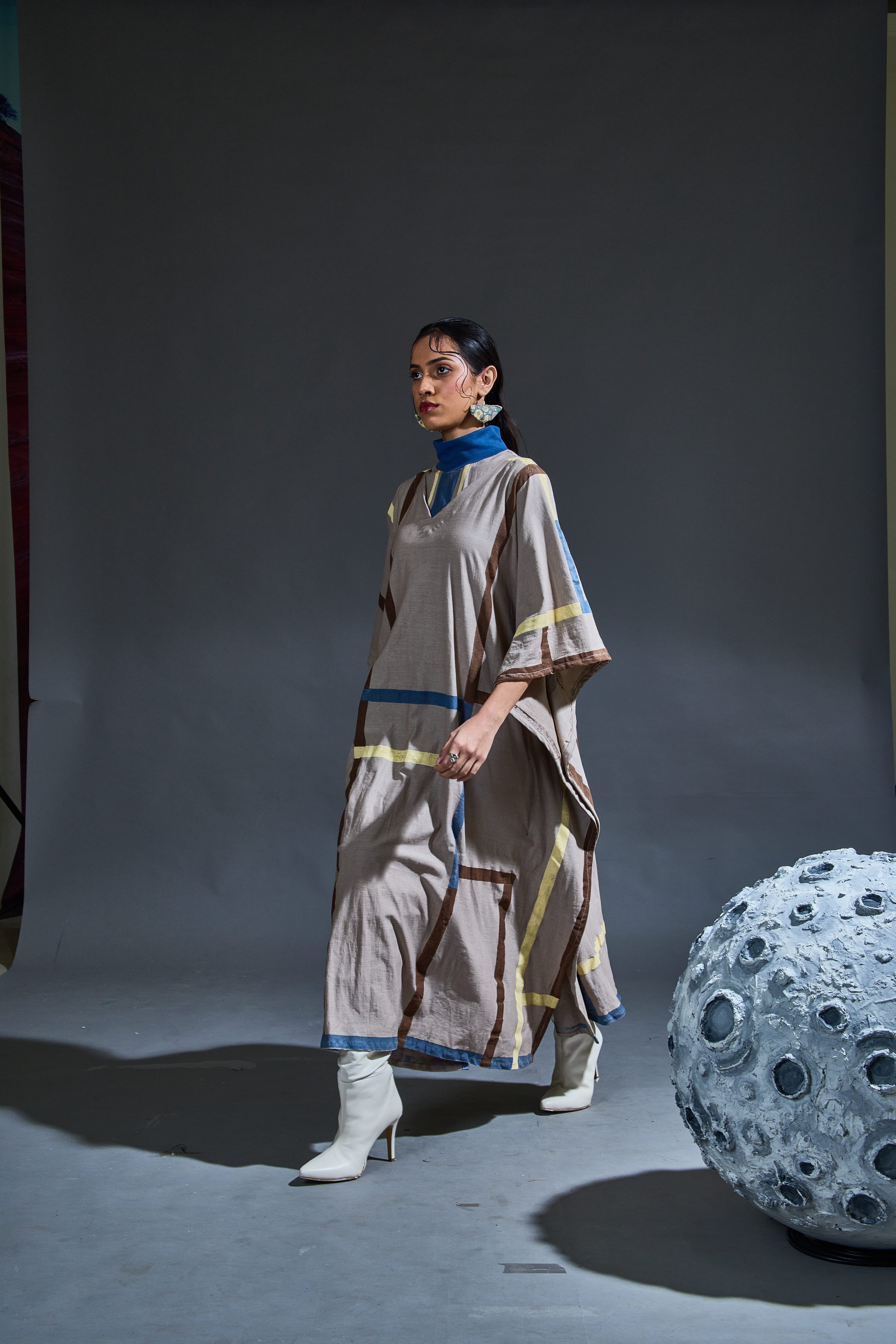 Crater Stormy Grey Dress with Kaftan (Set of 2)