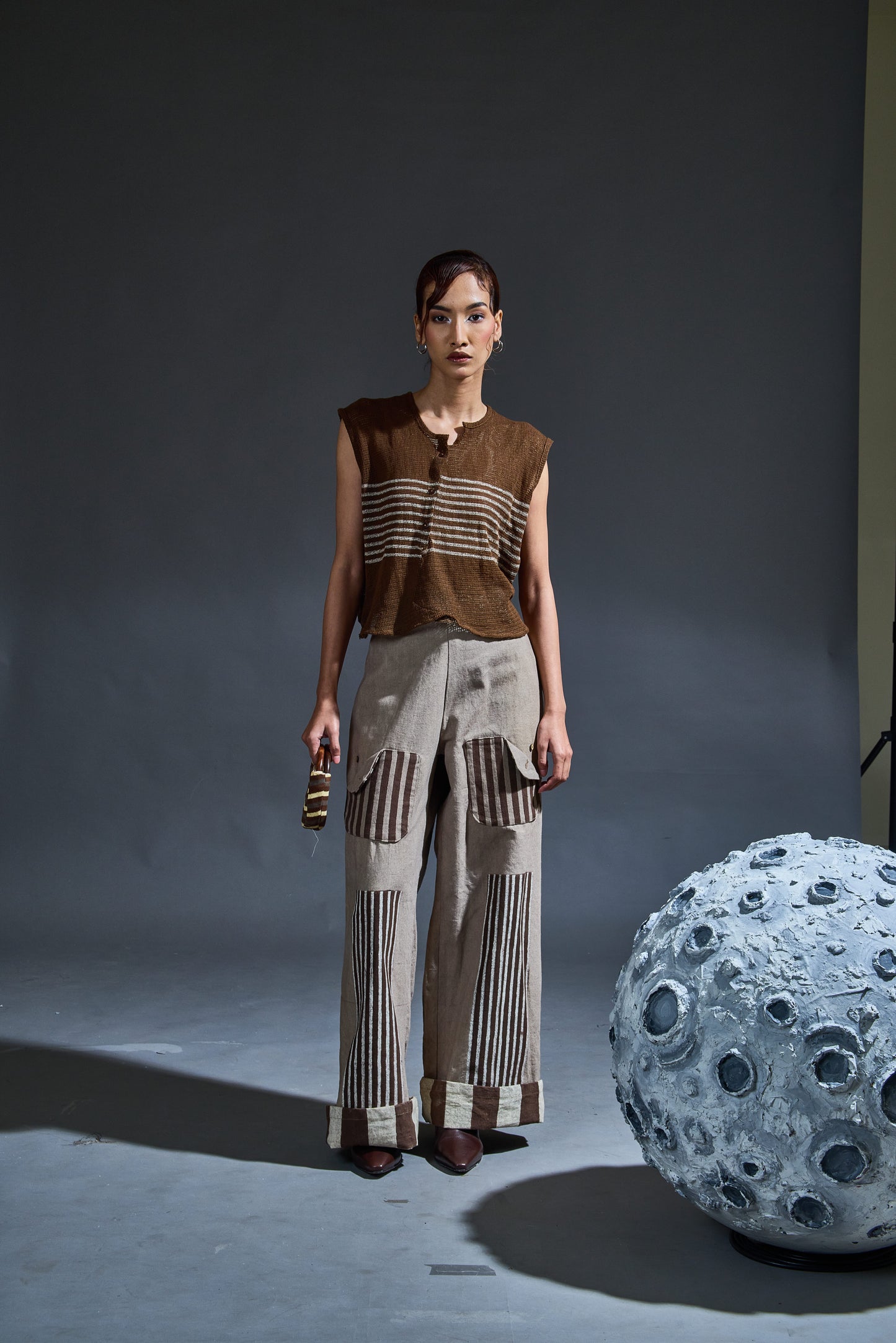 Crater Brown Mesh Crop Top Co ord