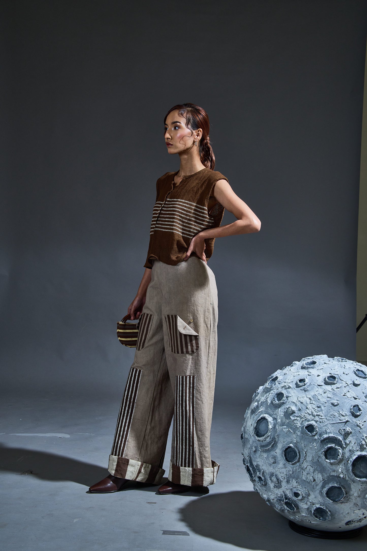 Crater Brown Mesh Crop Top Co ord