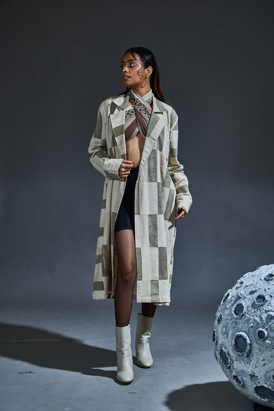 Crater Grey Block Trench Coat