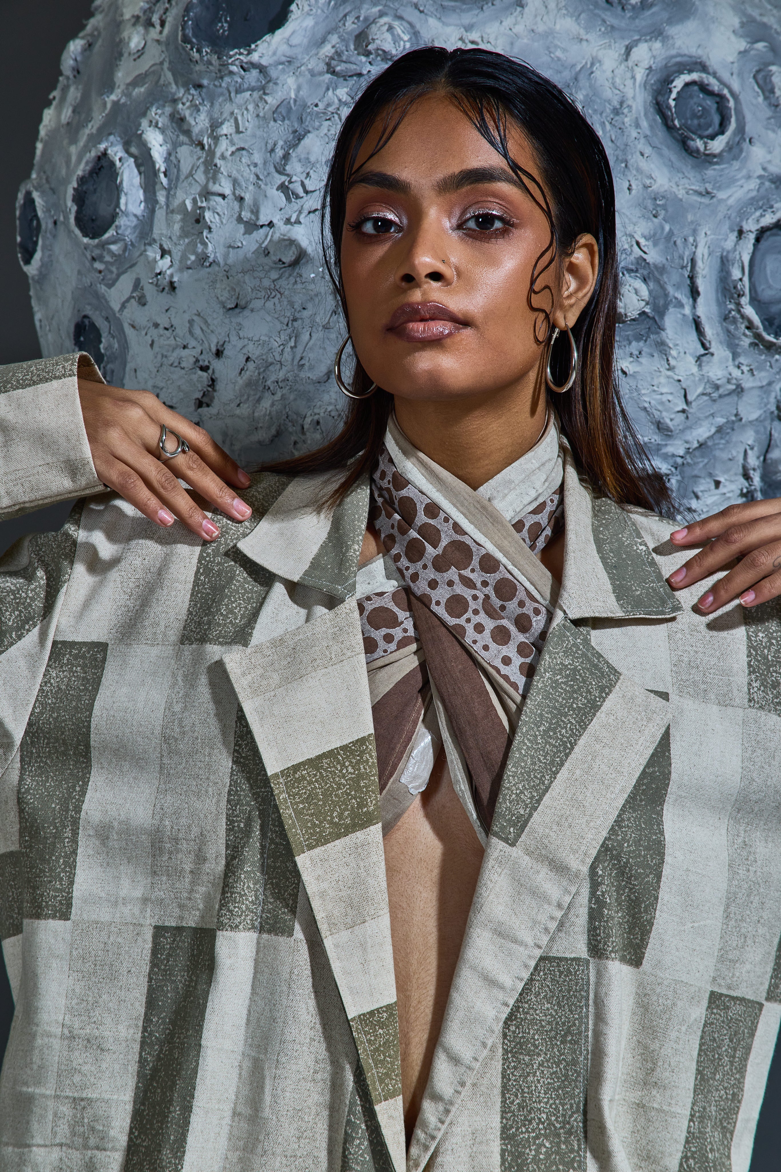 Crater Grey Block Trench Coat